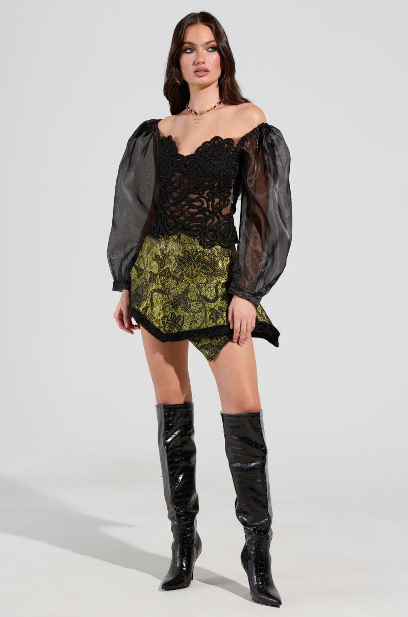 SPIRITED AWAY LONG SLEEVE BLOUSE IN BLACK Product Image