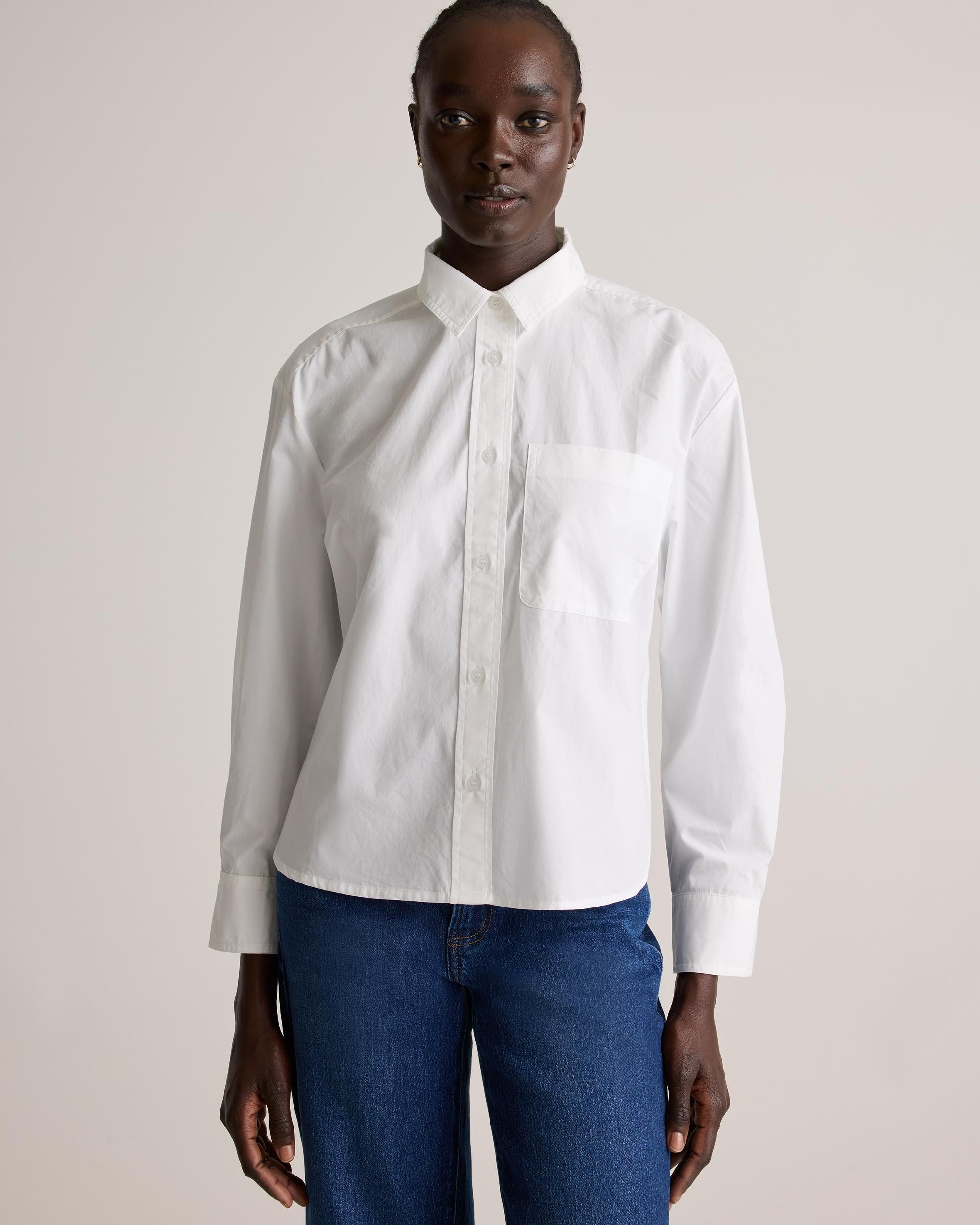 Quince | Women's Poplin Cropped Long Sleeve Shirt Size XS, Organic Cotton Product Image