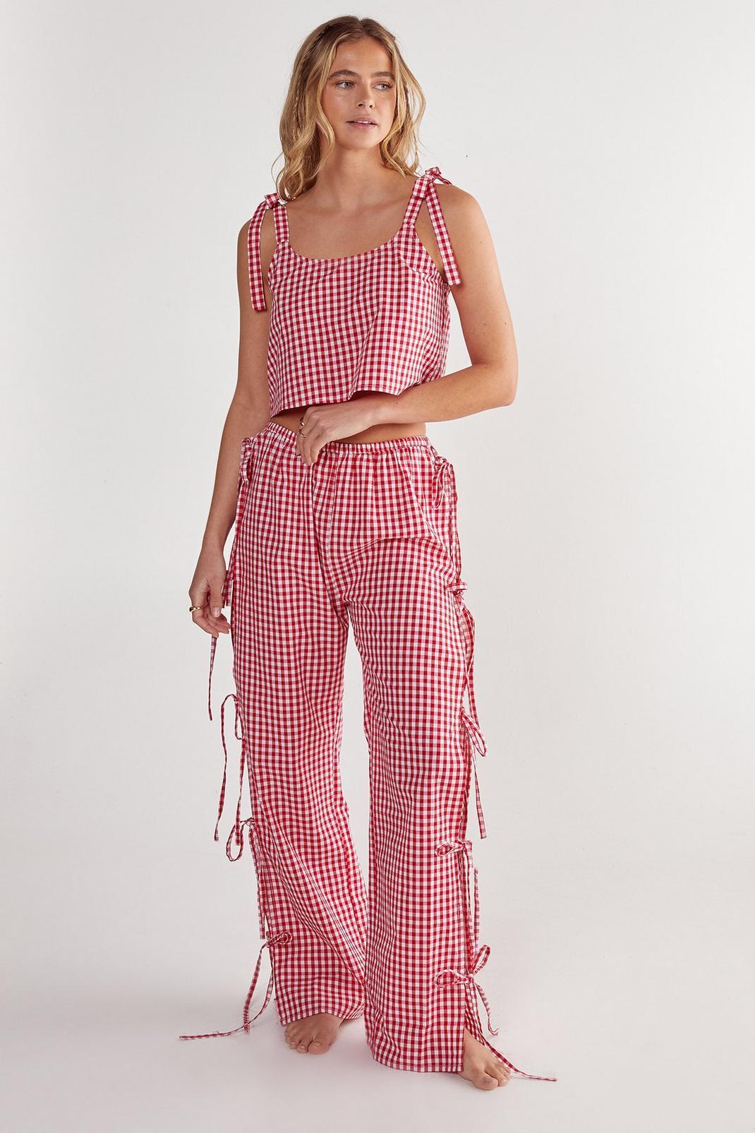 Gingham Tie Side Pajama Pants Set Product Image