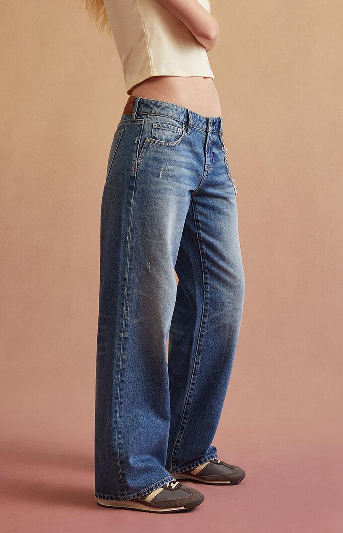 Medium Blue Low Rise Girlfriend Jeans Product Image