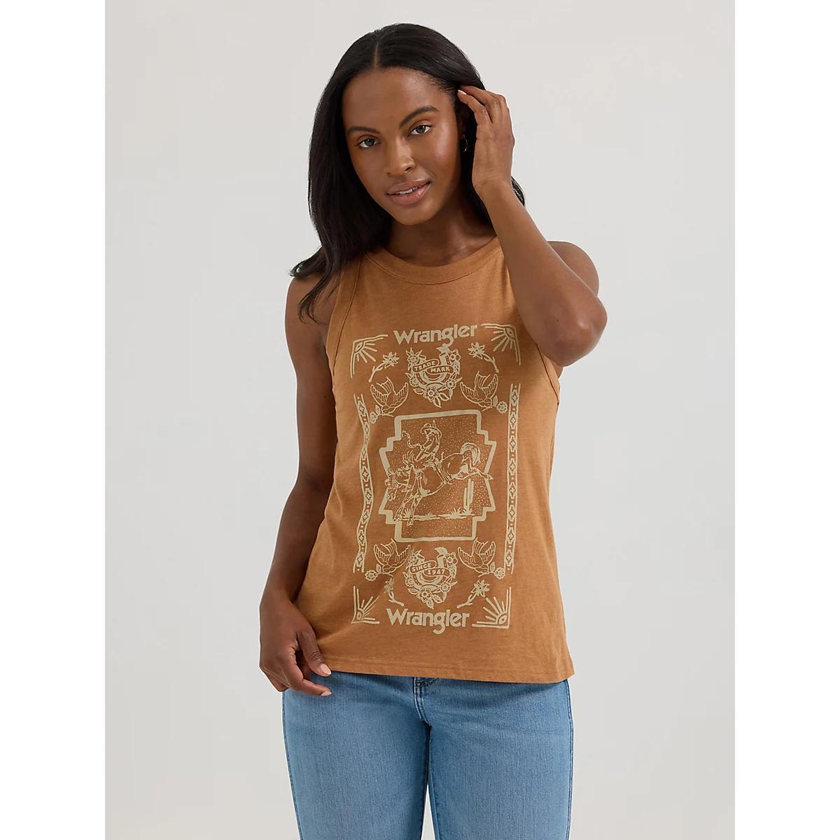 Women's Wrangler Western Graphic Goddess Tank in Croissant Product Image