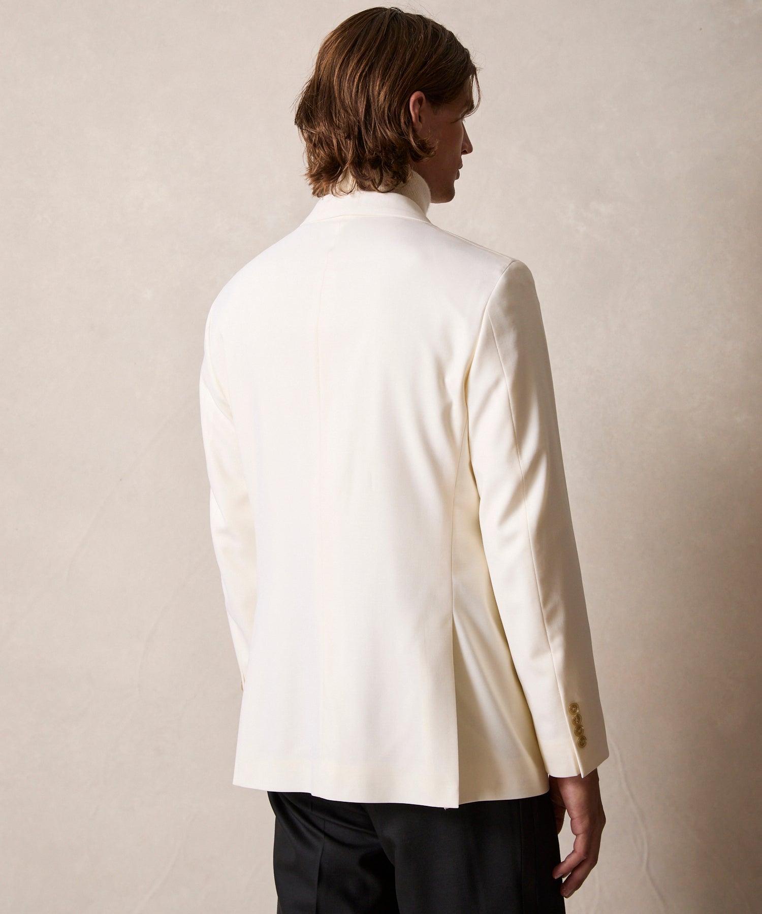 Relaxed Italian Wool Double-Breasted Tuxedo in Ivory Product Image