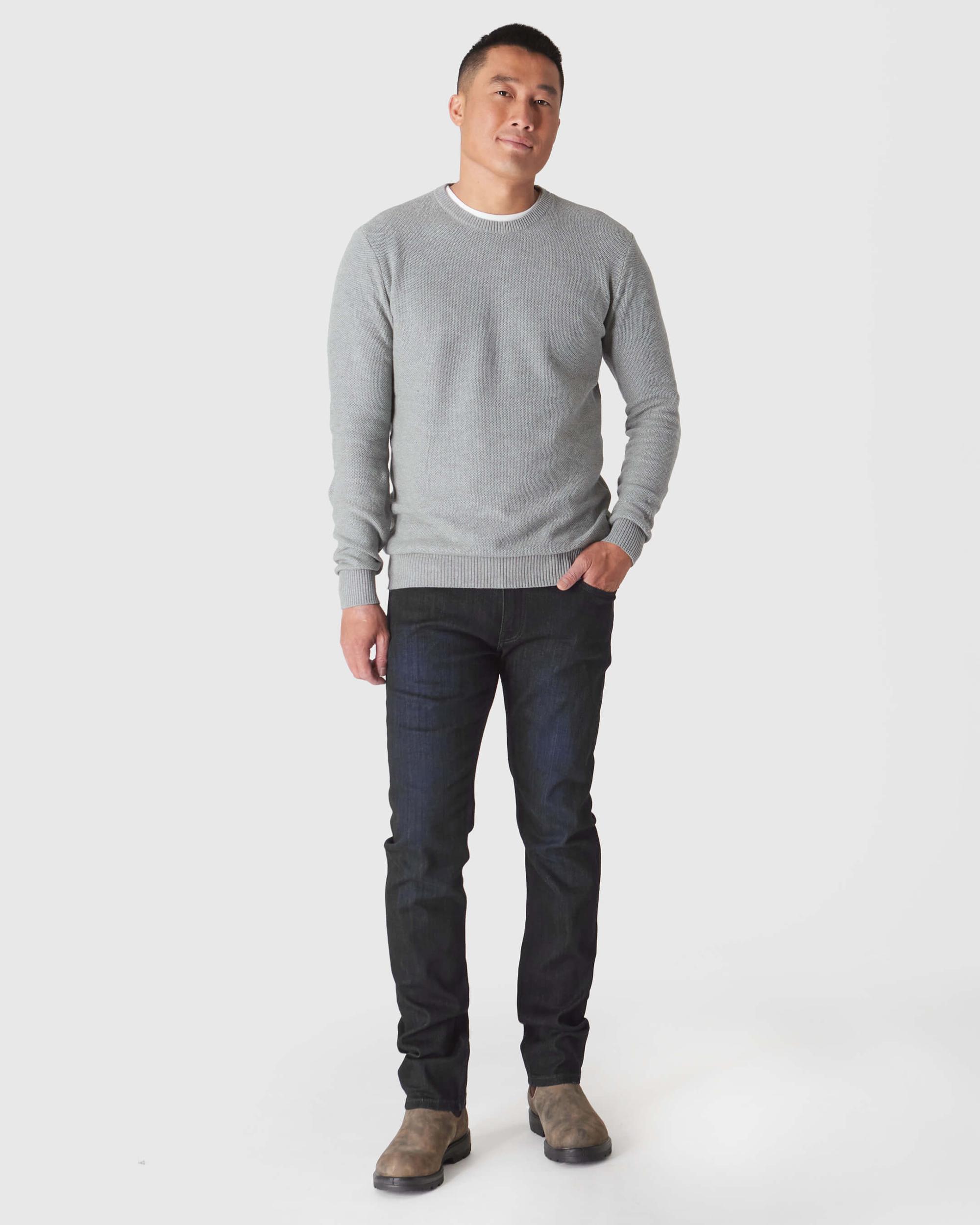 Heather Gray Pique Crew Sweater Product Image