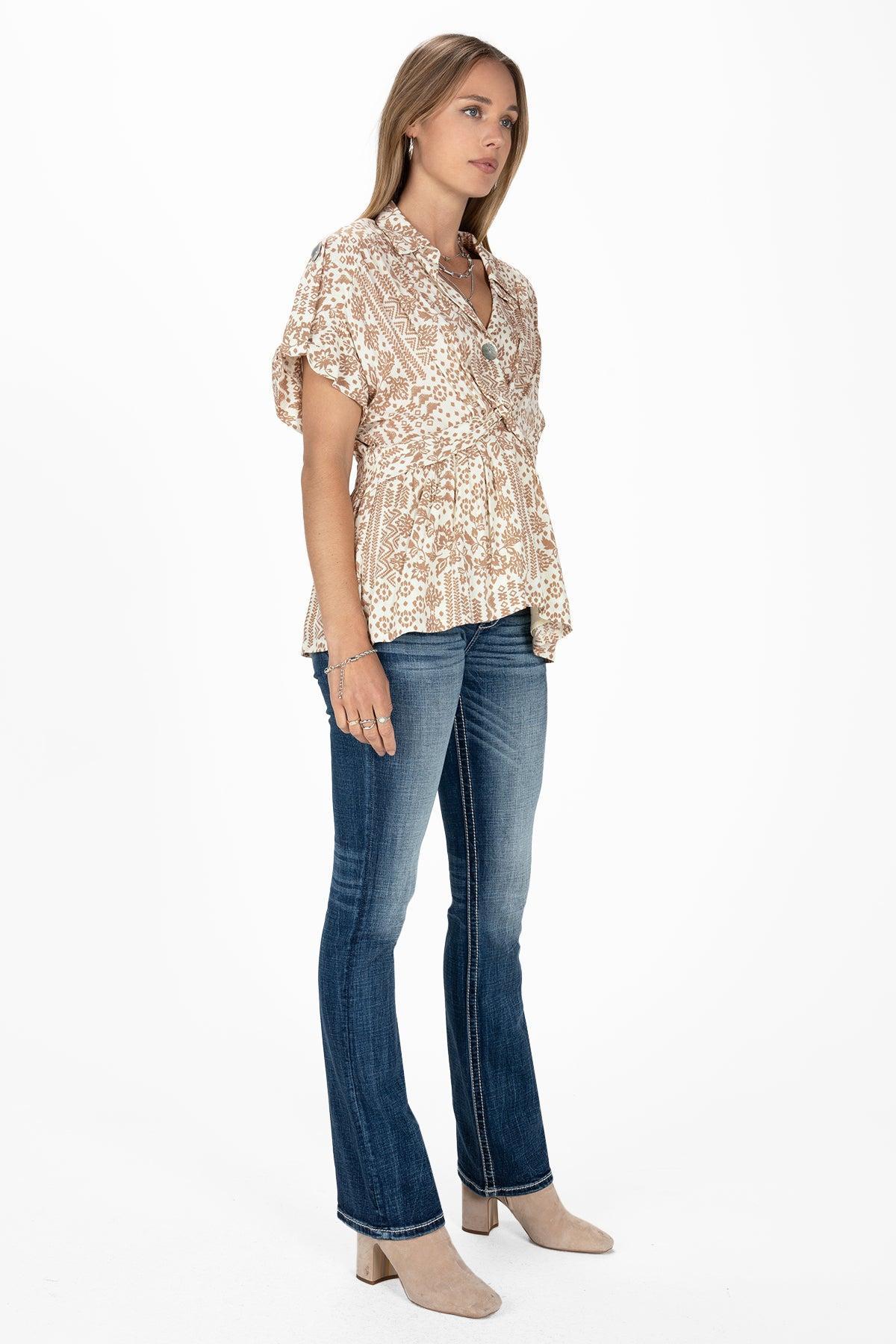 Aztec Print Twist Blouse Product Image