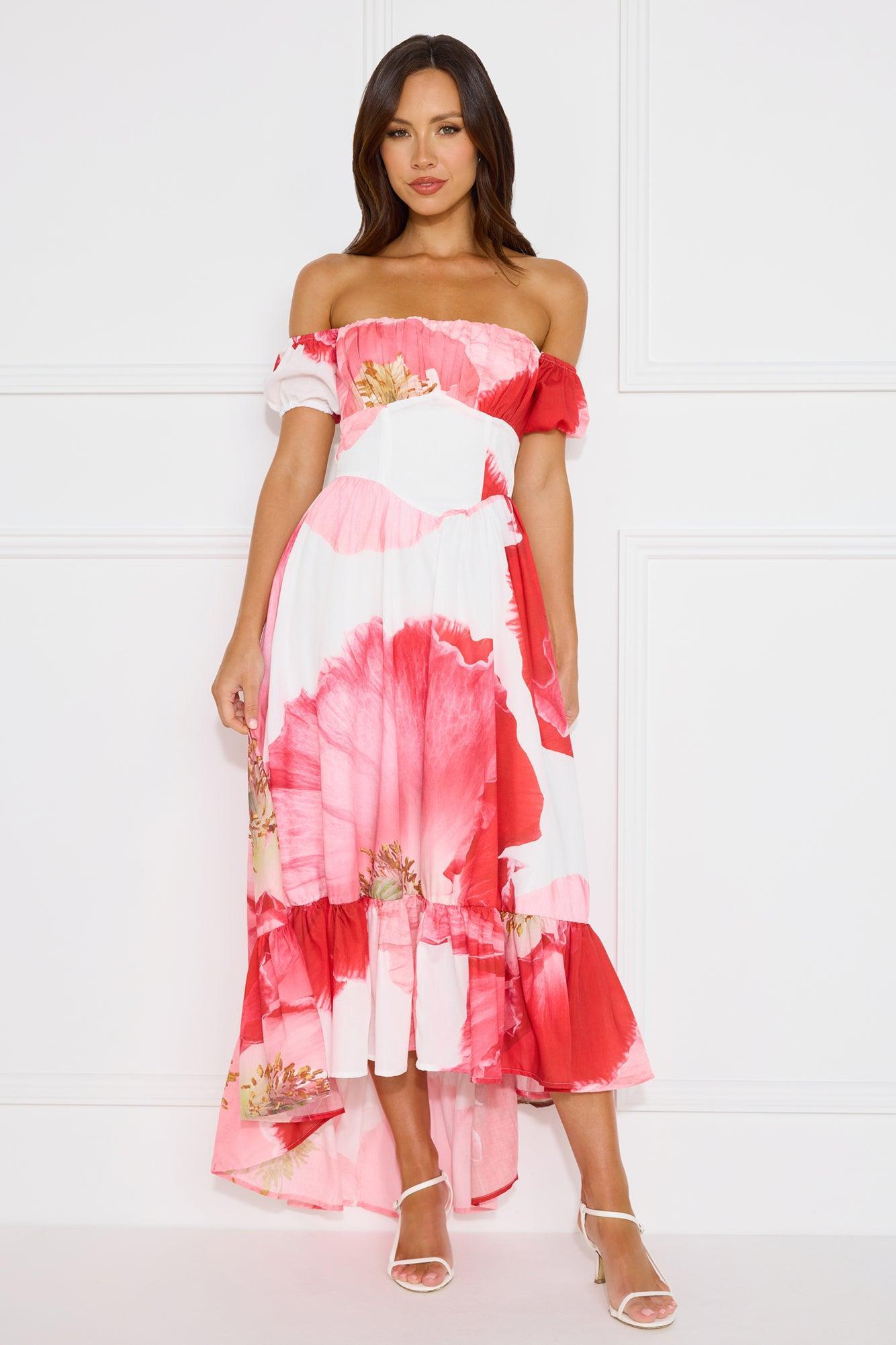 Luxe Narrative Off Shoulder Maxi Dress Pink Product Image