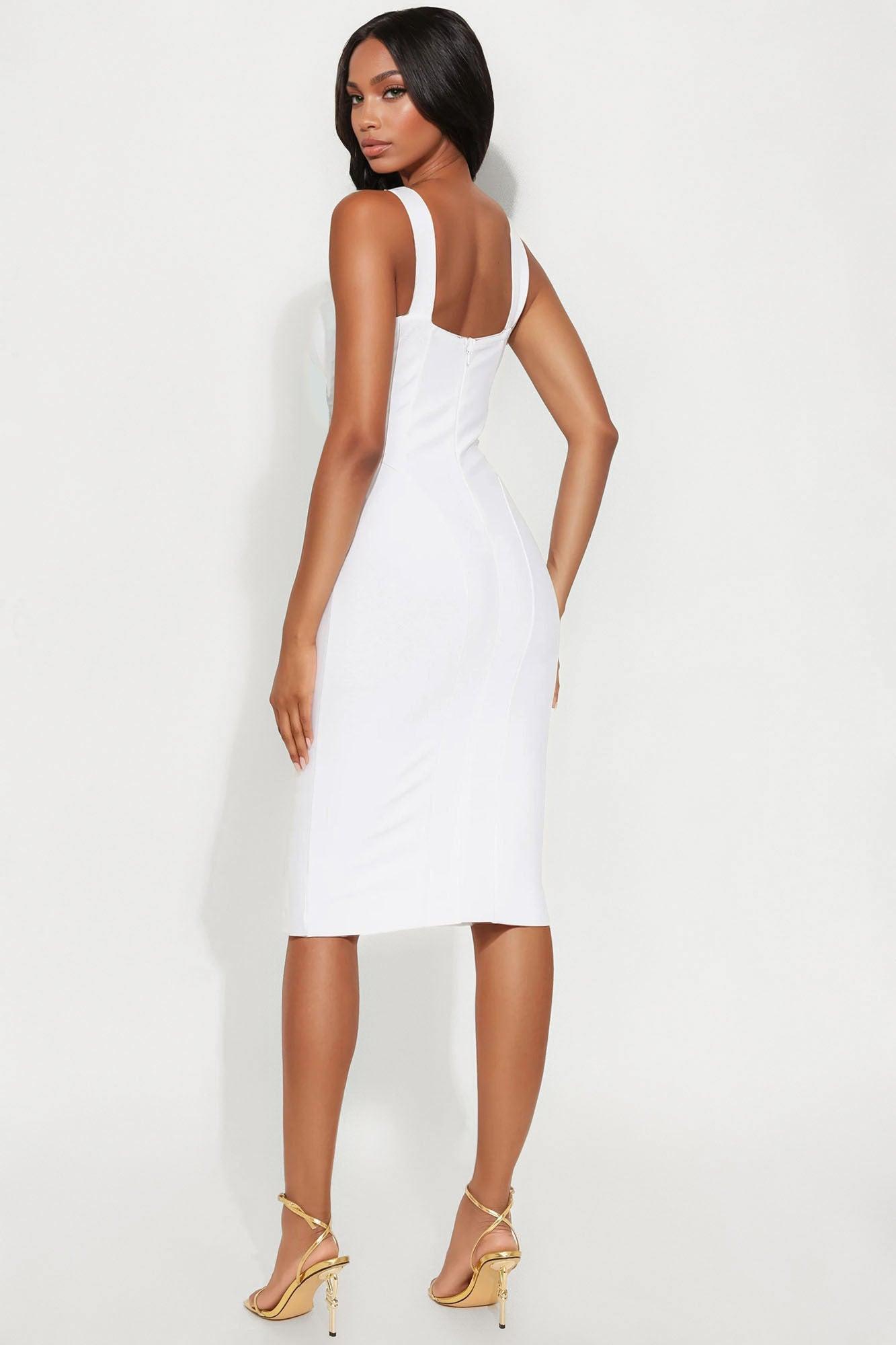 Cierra Bandage Midi Dress - White Product Image