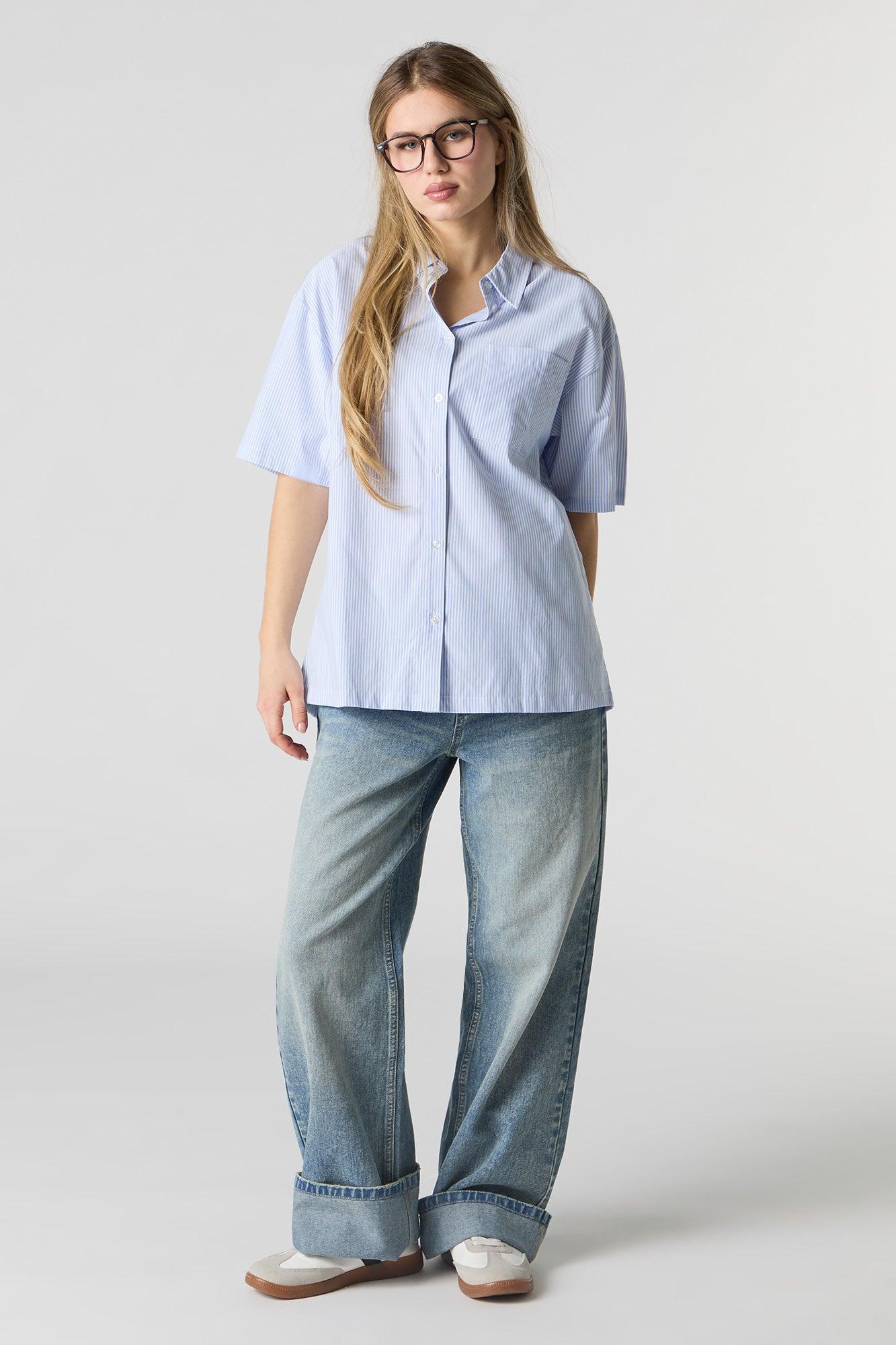 Poplin Oversized Button-Up Top Female Product Image