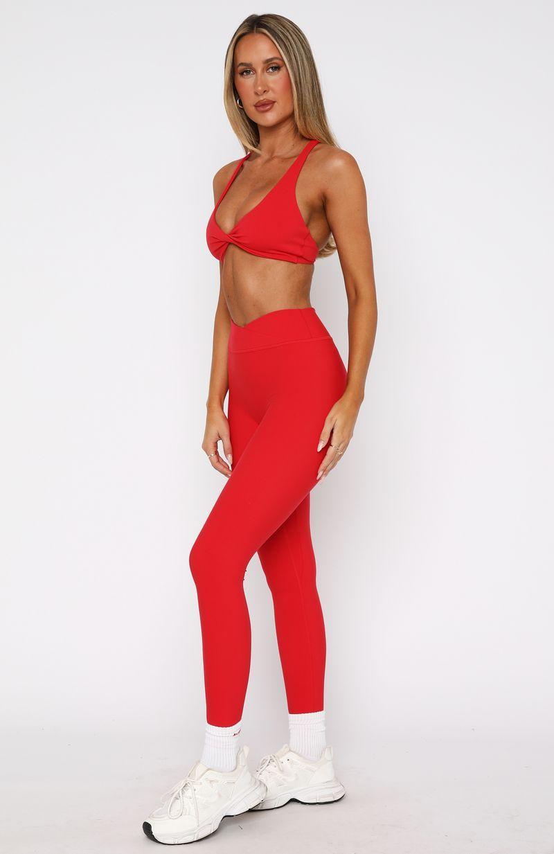 Ready Set Go Cross Front Leggings Red Product Image
