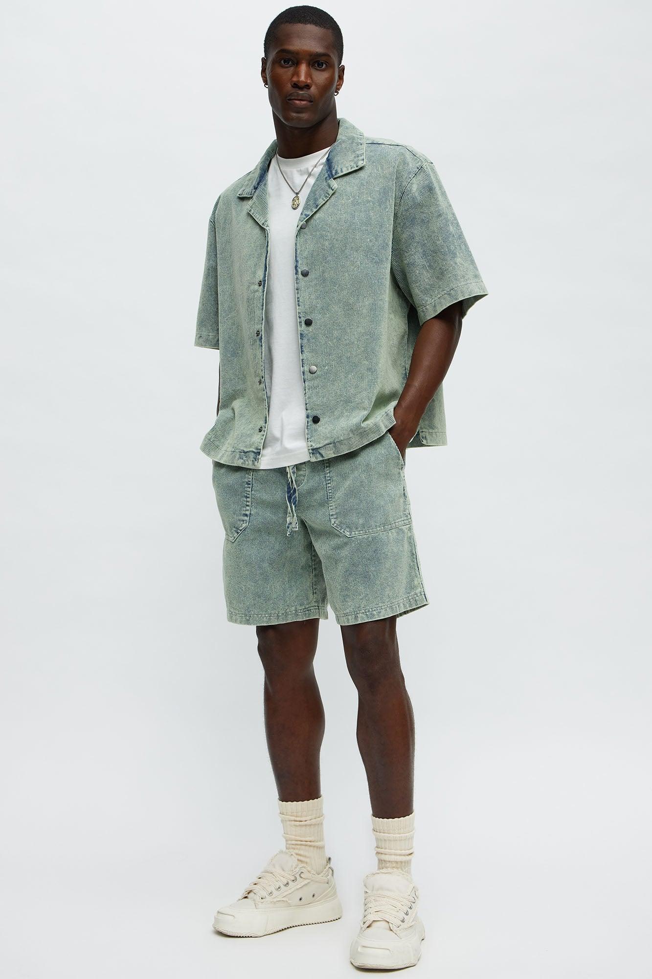 Ohio Corduroy Relaxed Shorts - Blue/combo Product Image
