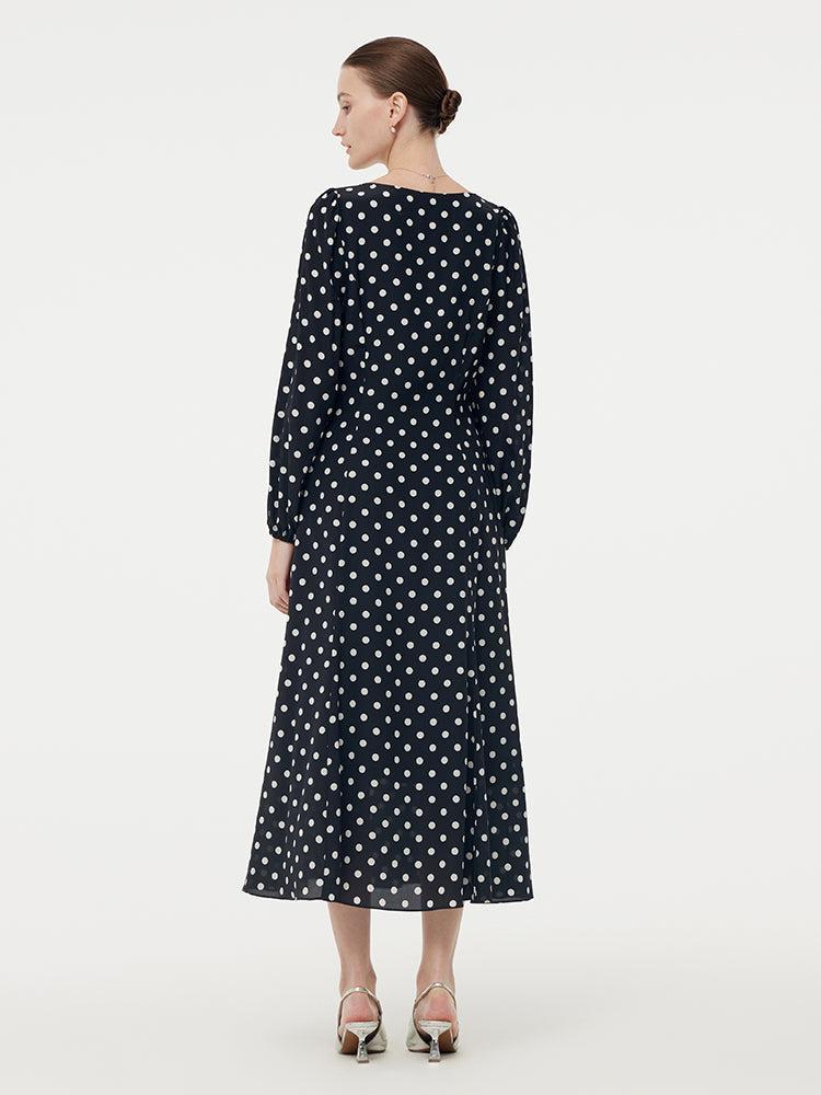 16 Momme Mulberry Slik Polka Dots Women Maxi Dress Product Image