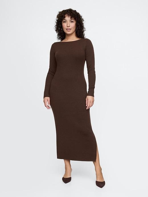 Boatneck Rib Midi Sweater Dress Product Image