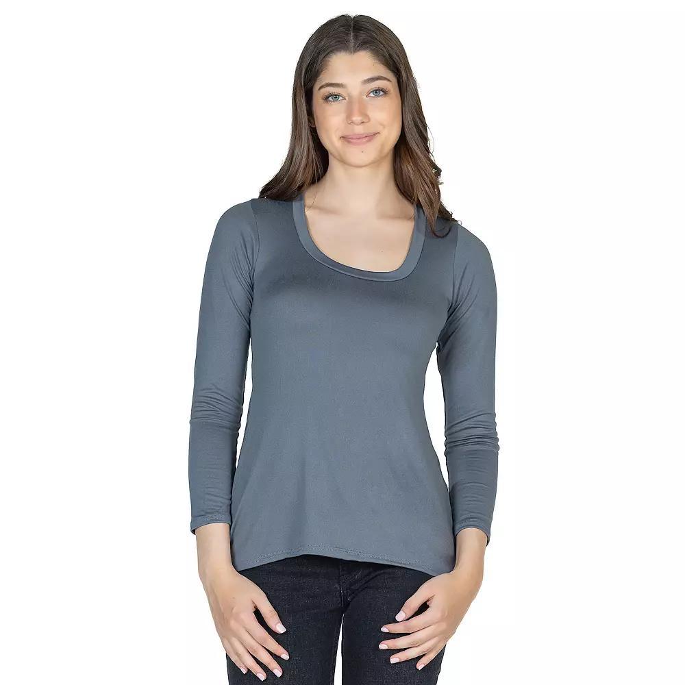 Women's 24Seven Comfort Apparel Solid Long Sleeve Scoop Neck Tee, Size: XL, Red Product Image