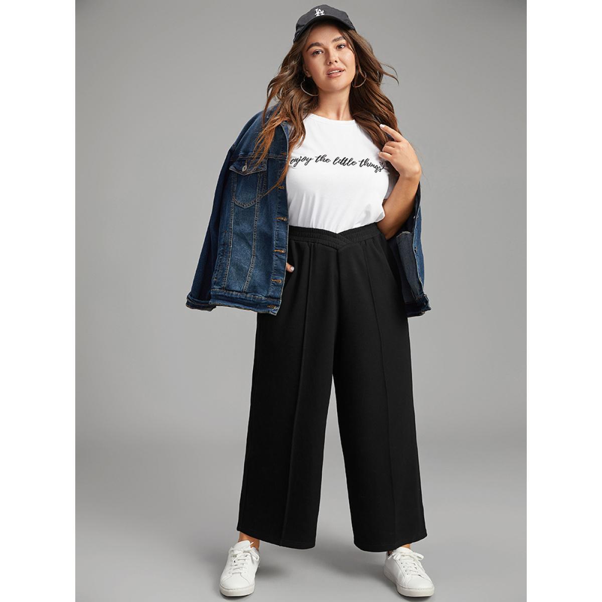 Supersoft Essentials Crossover Paperbag Waist Sweatpants Black Plus Size Women Casual Dailywear Plain 14-16/1X Bloomchic Product Image