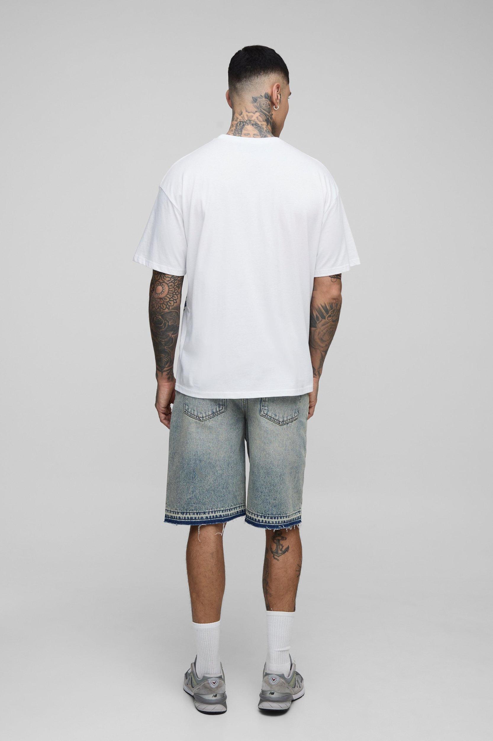 Tall Pour Homme Oversized Over The Seam Varsity Print T-Shirt | boohooMAN USA Product Image