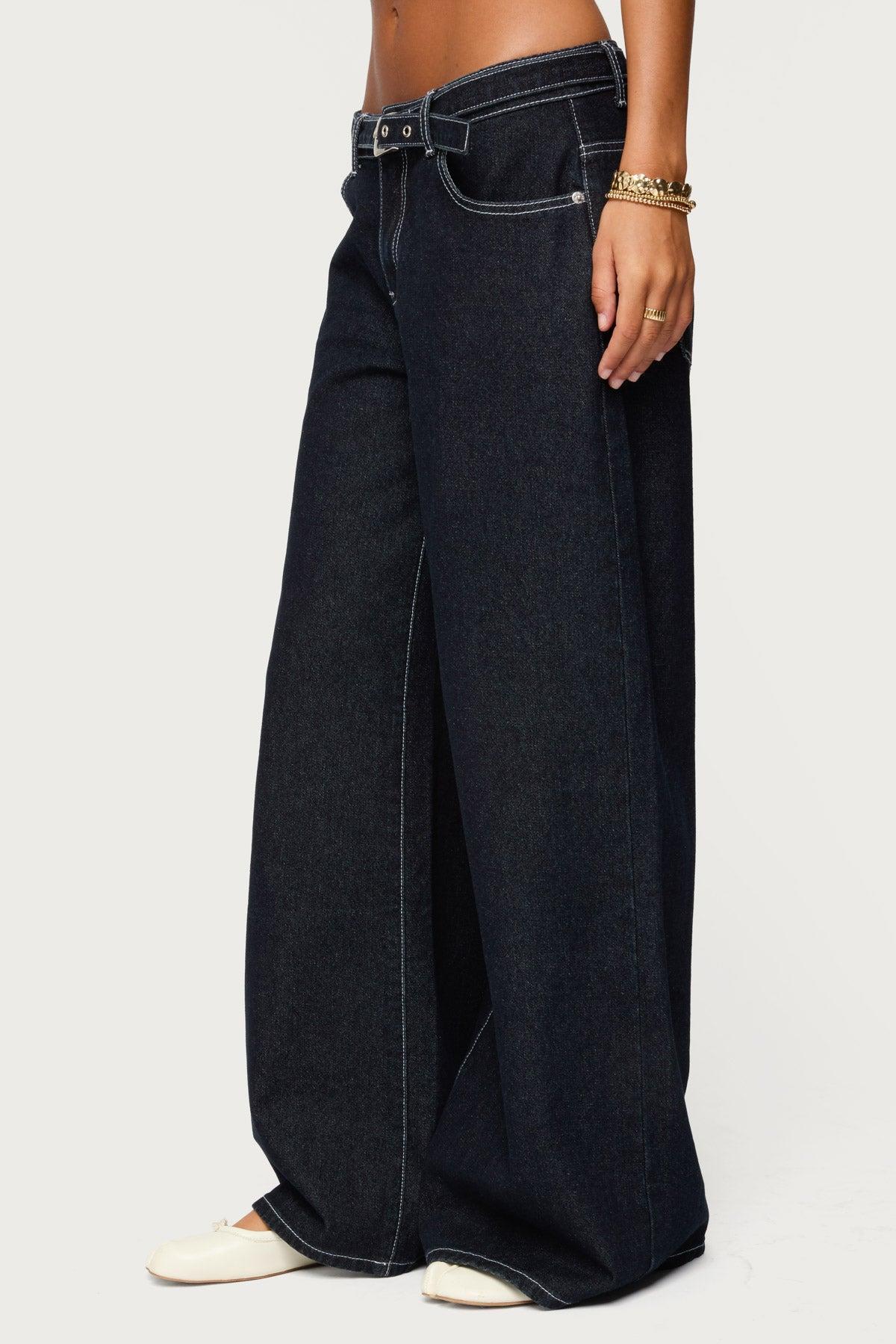 Karah Belt Low Rise Jeans Product Image