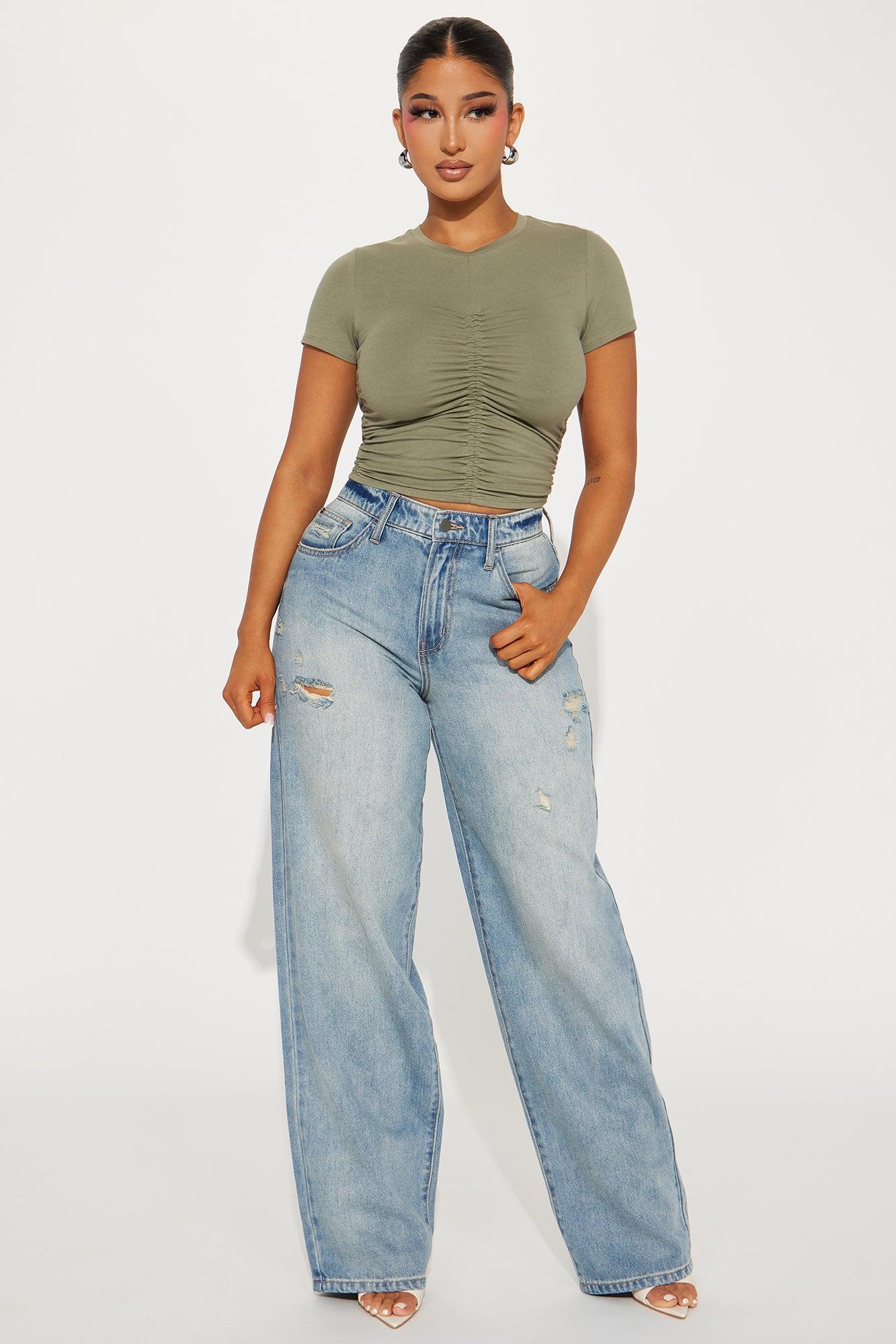 Mena Ruched Top - Olive Product Image