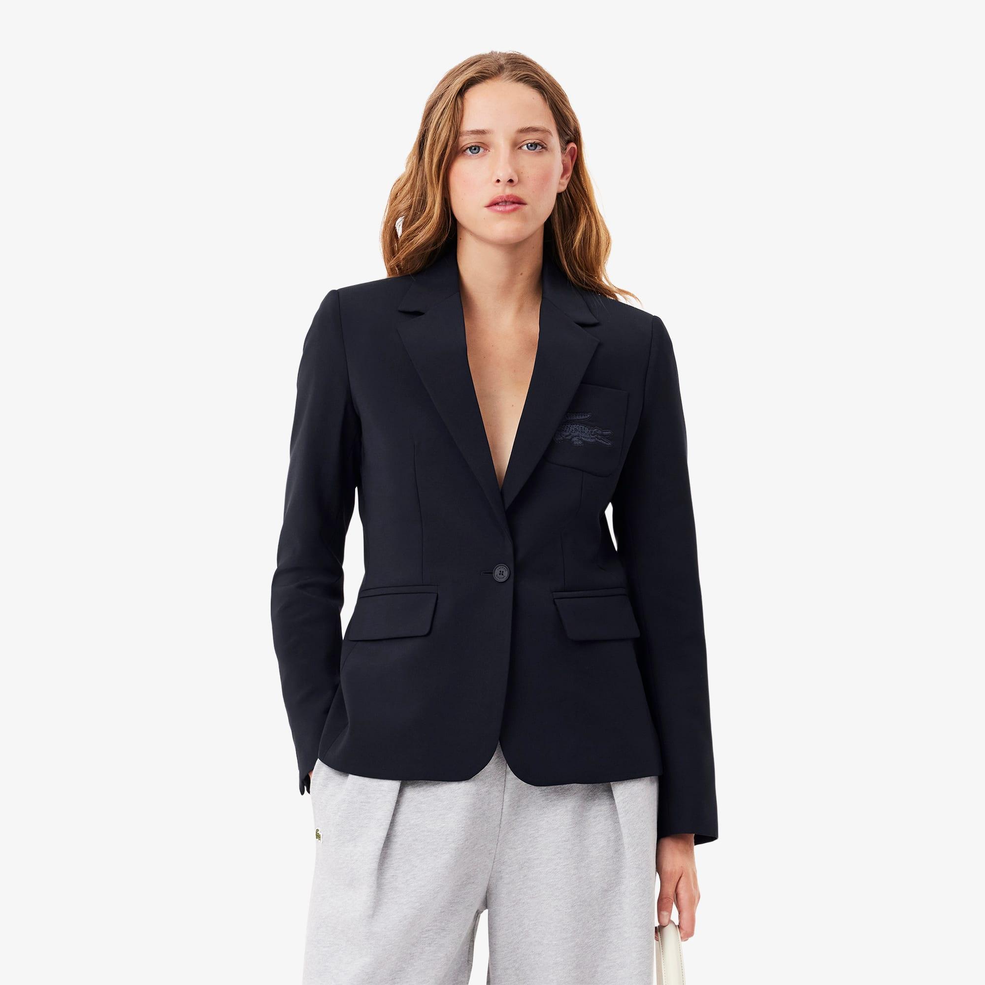 Embroidered Logo Slim Fit Wool Blazer Product Image