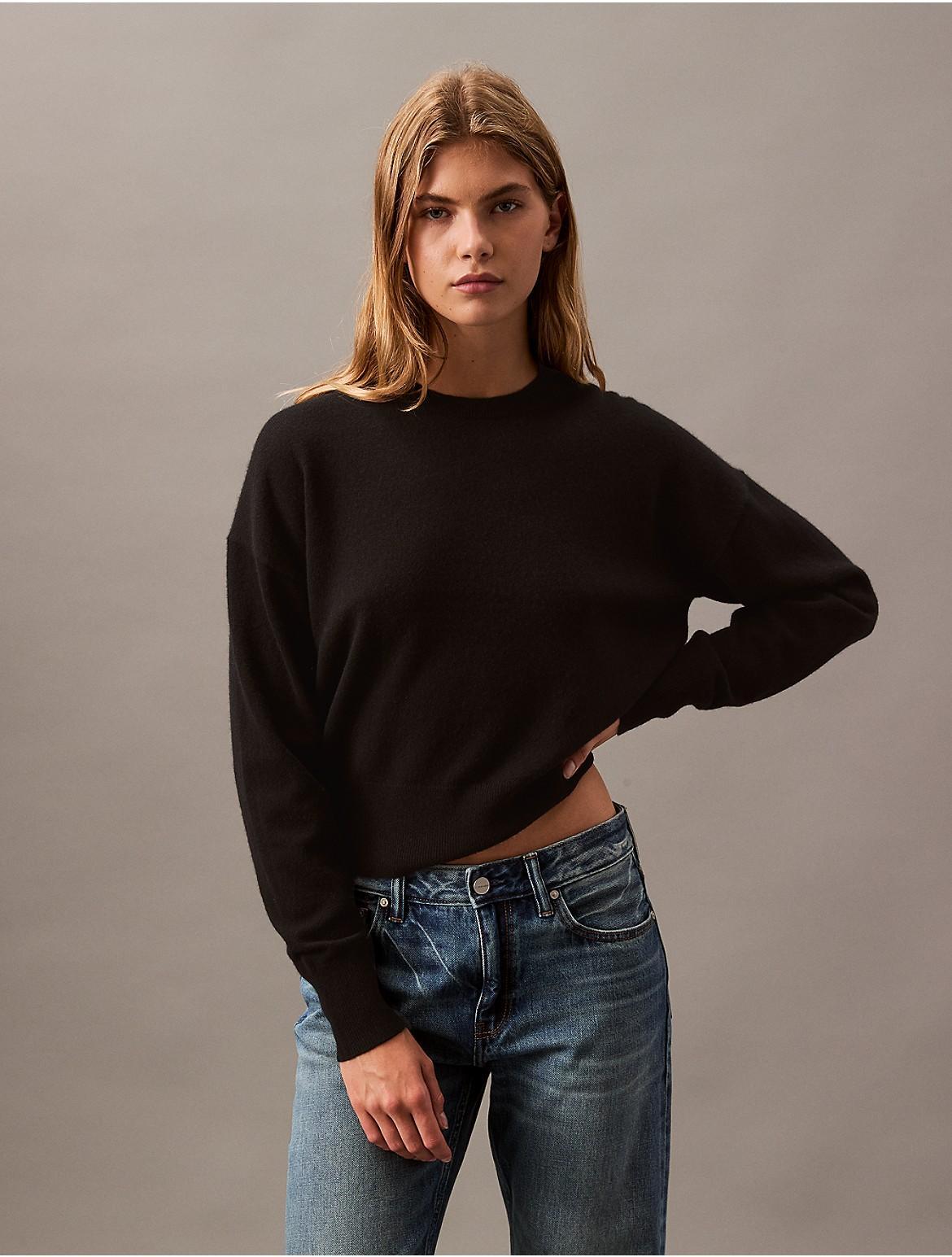 Calvin Klein Women's Cashmere Crewneck Sweater - Blue - S Product Image