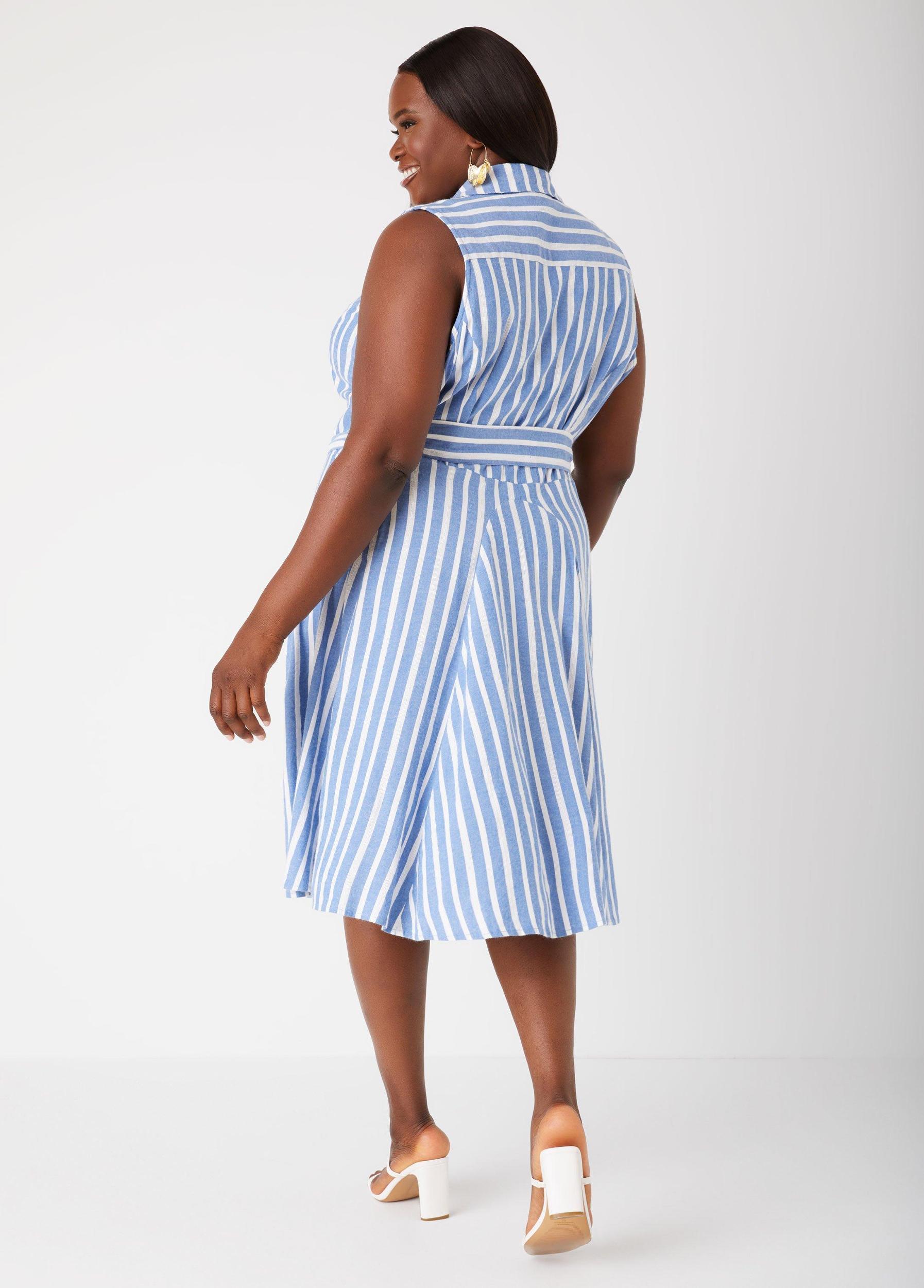 Belted Striped Shirtdress Product Image