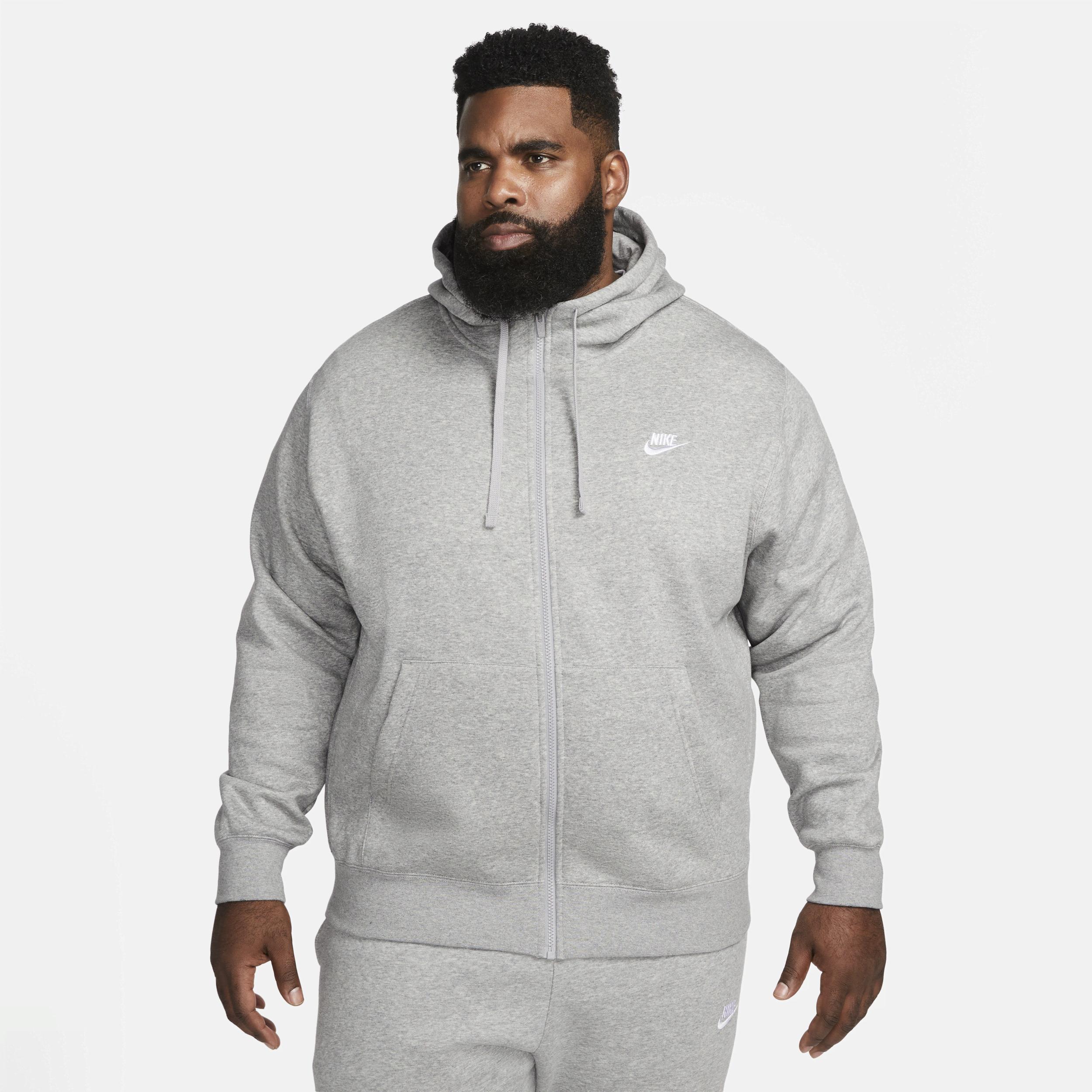 Mens Nike Sportswear Club Fleece Full-Zip Hoodie Grey Heather Product Image
