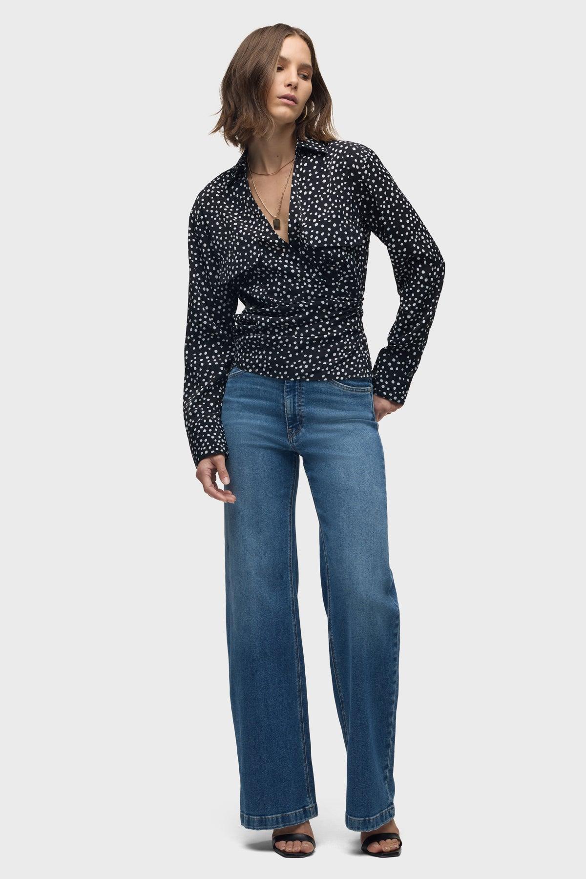 Long Sleeve Wrap Shirt Female Product Image