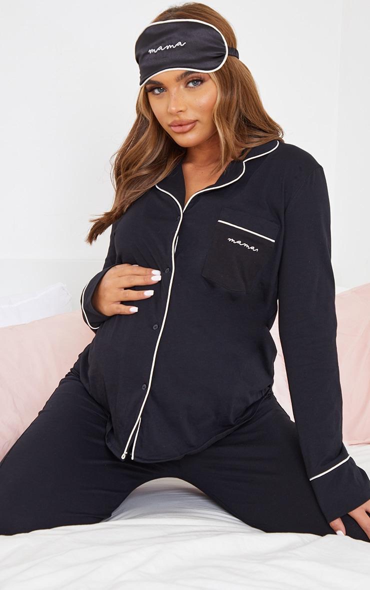 Maternity Black Mama Long Sleeve PJ Top Product Image