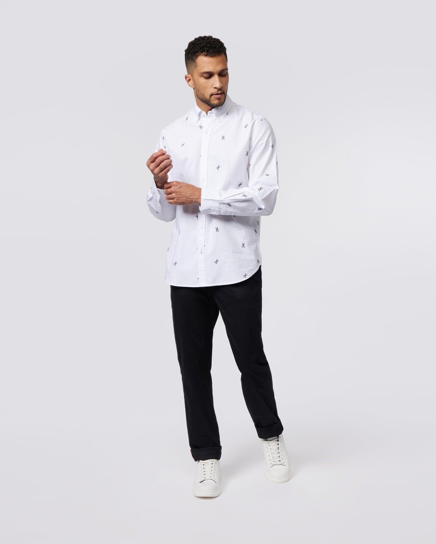 MENS SENECA OXFORD ALL OVER EMBROIDERED LONG SLEEVE SHIRT - B6C458Z1SH Male Product Image