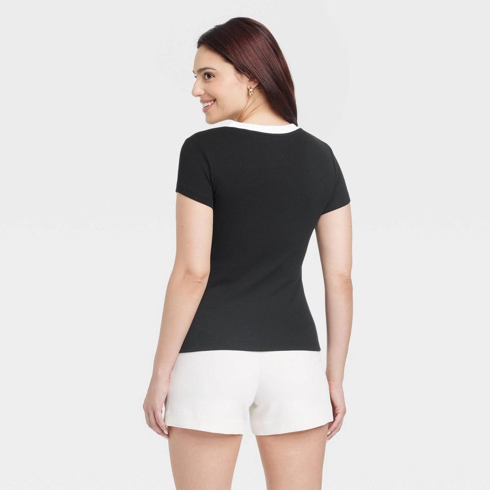 Women's Short Sleeve Ribbed T-Shirt - A New Day™ Product Image