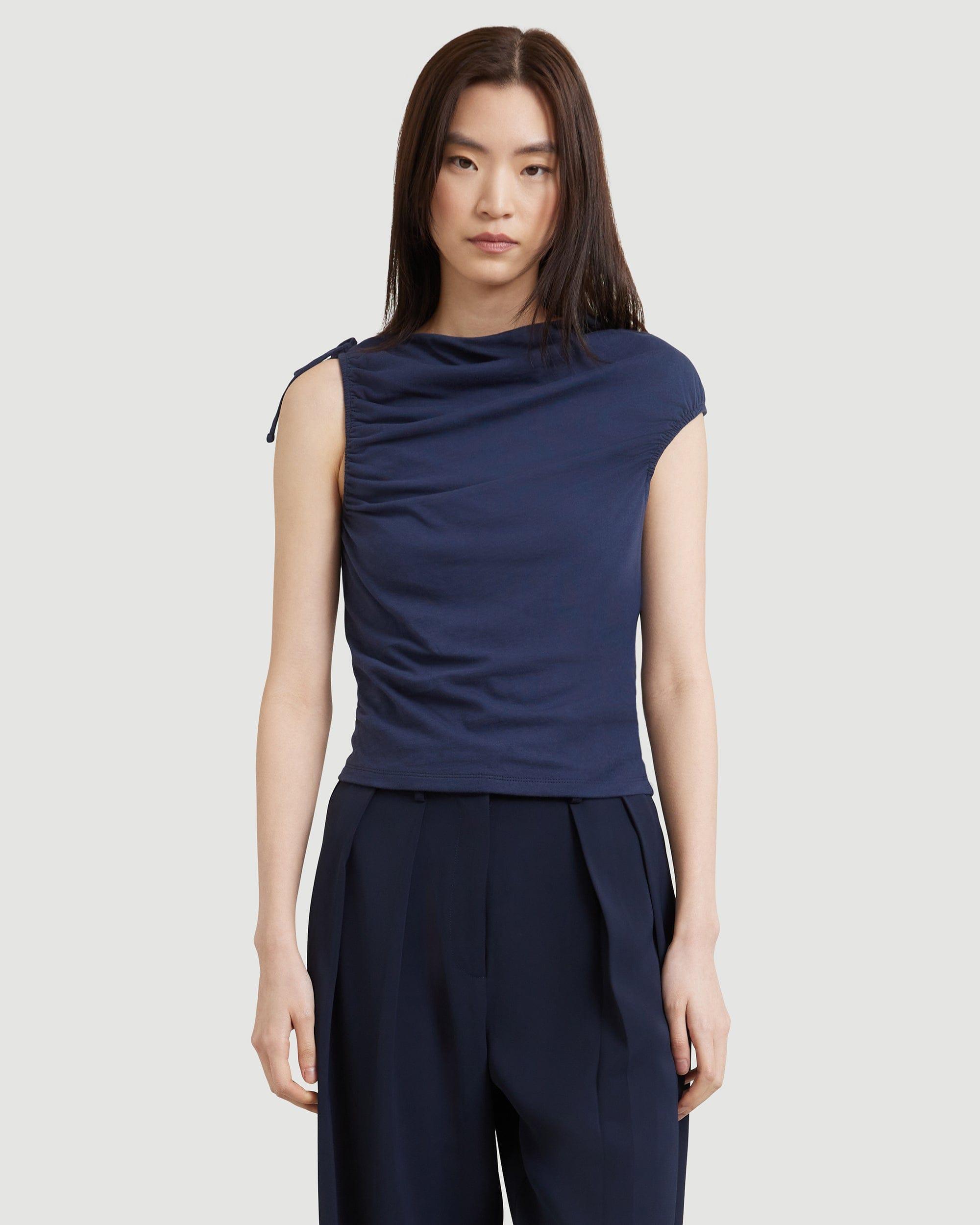 Delphine Ruched Sleeveless Tee Product Image