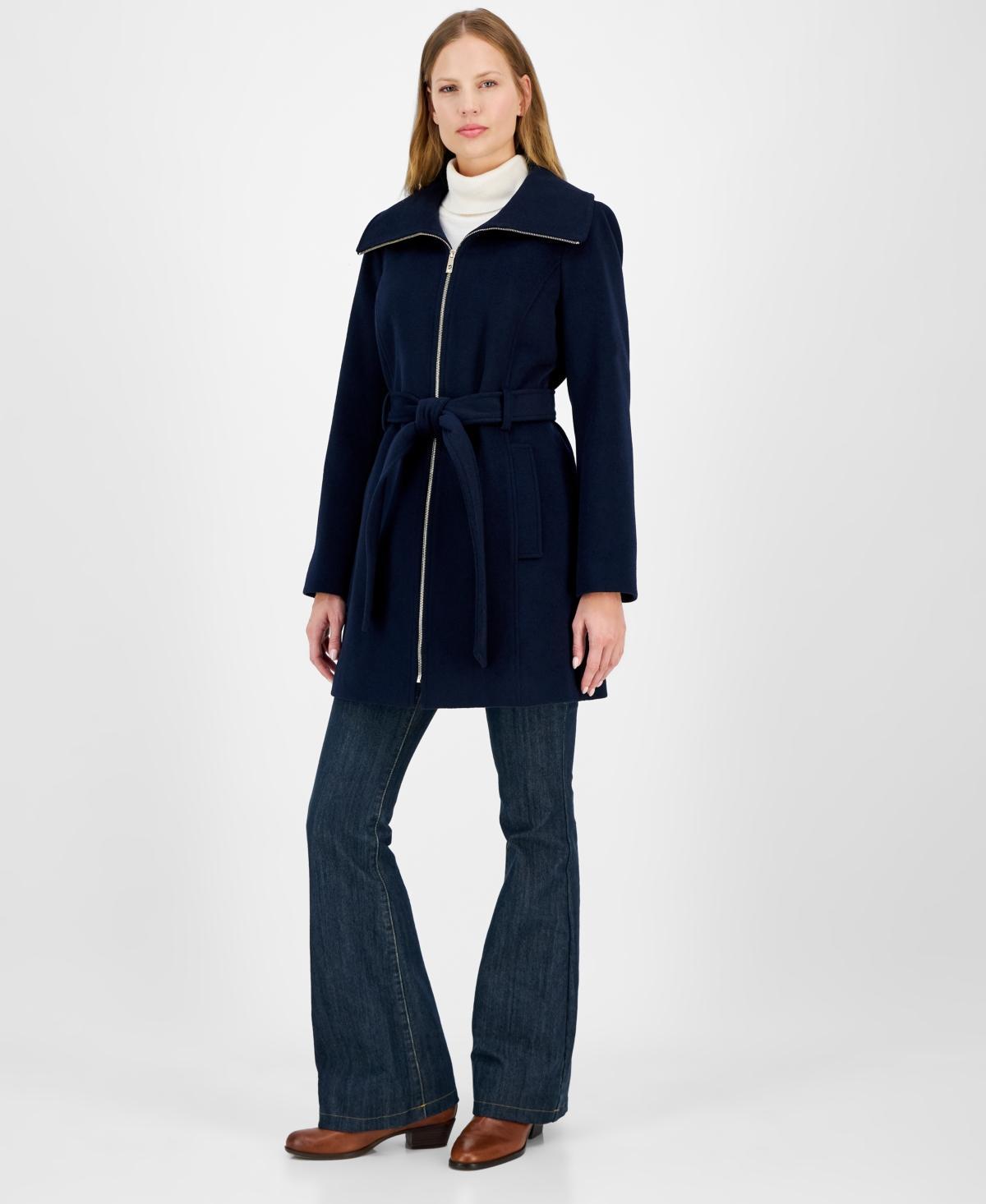Michael Michael Kors Womens Belted Zip-Front Coat, Created for Macys Product Image