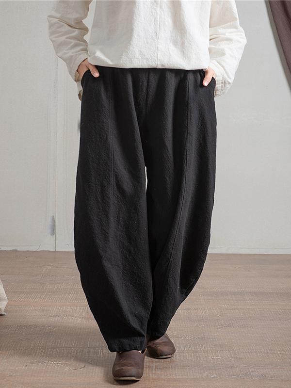 Simple High Waisted Solid Color Wide Leg Pants Product Image