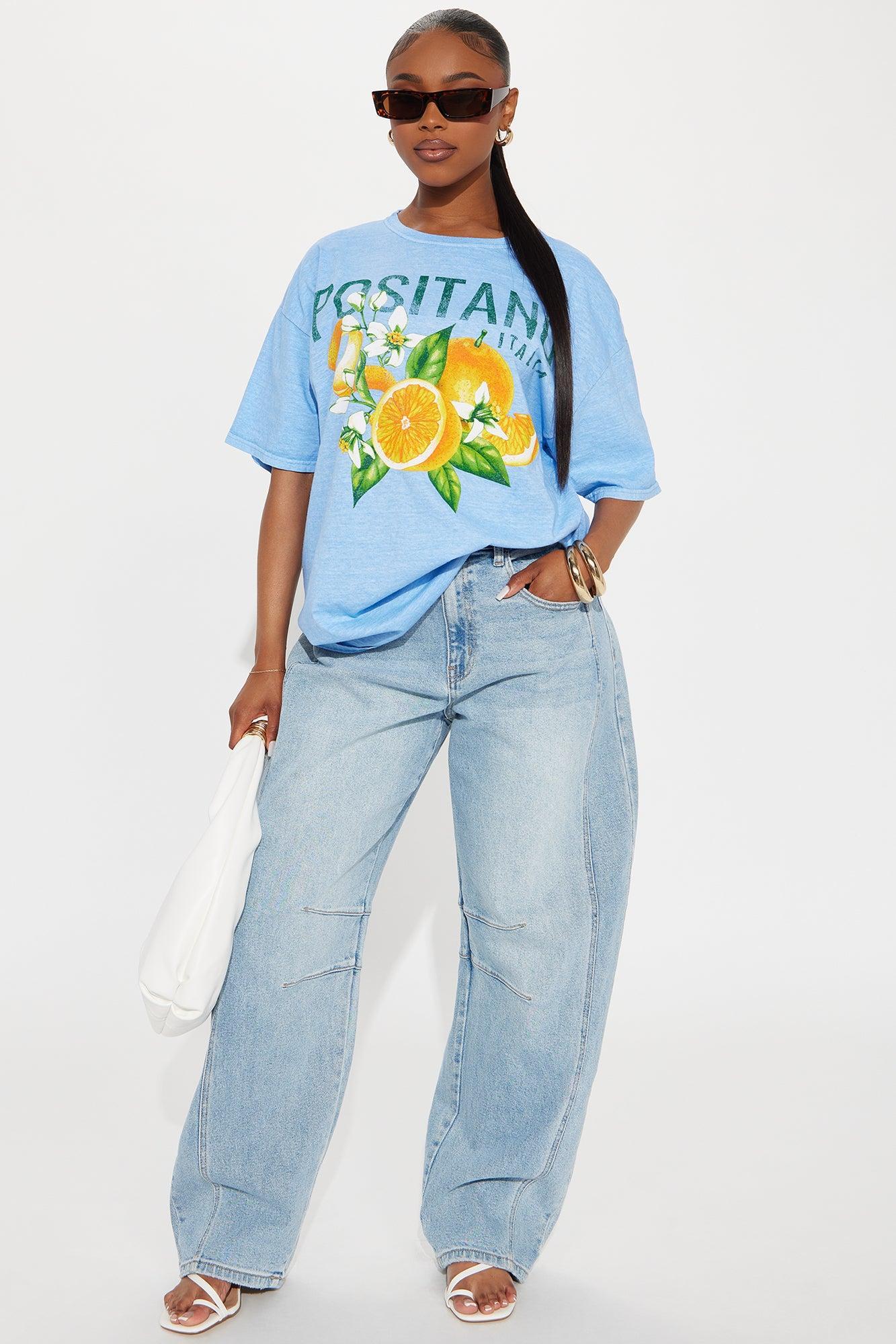 Positano Italia Washed Oversized Tee - Light Blue Product Image