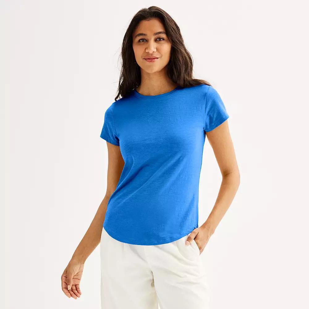 Petite Sonoma Goods For Life® Everyday Short Sleeve Crewneck Tee, Women's, Size: Small Petite, Purple Velvet Product Image