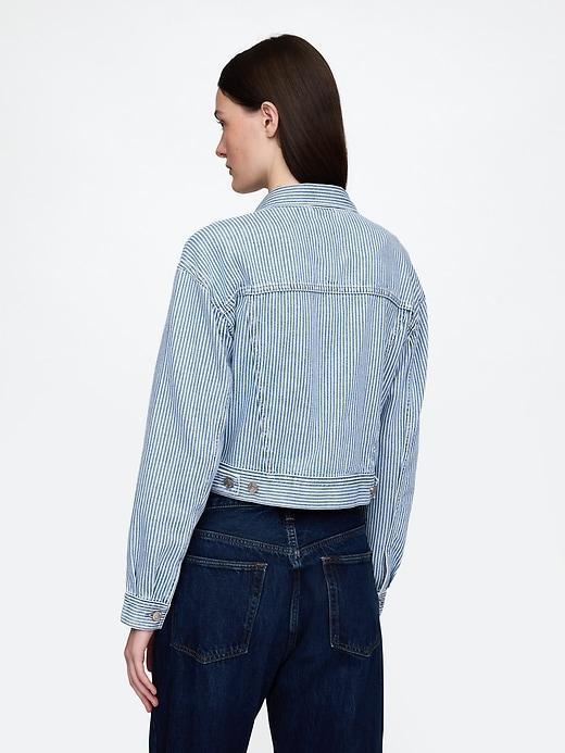 UltraSoft Denim Stripe Cropped Icon Jacket Product Image