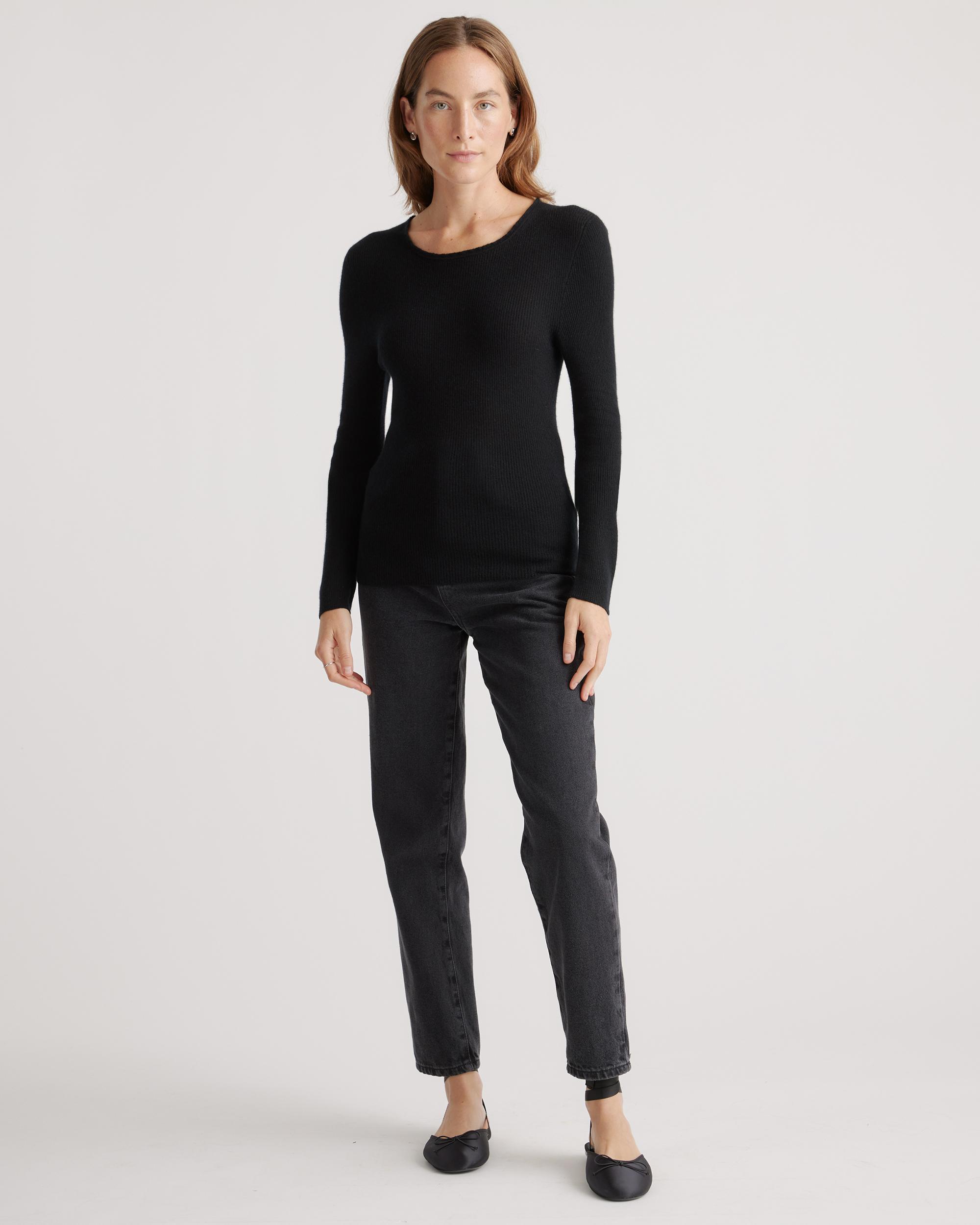 Quince | Women's Featherweight Cashmere Ribbed Crewneck Sweater Product Image