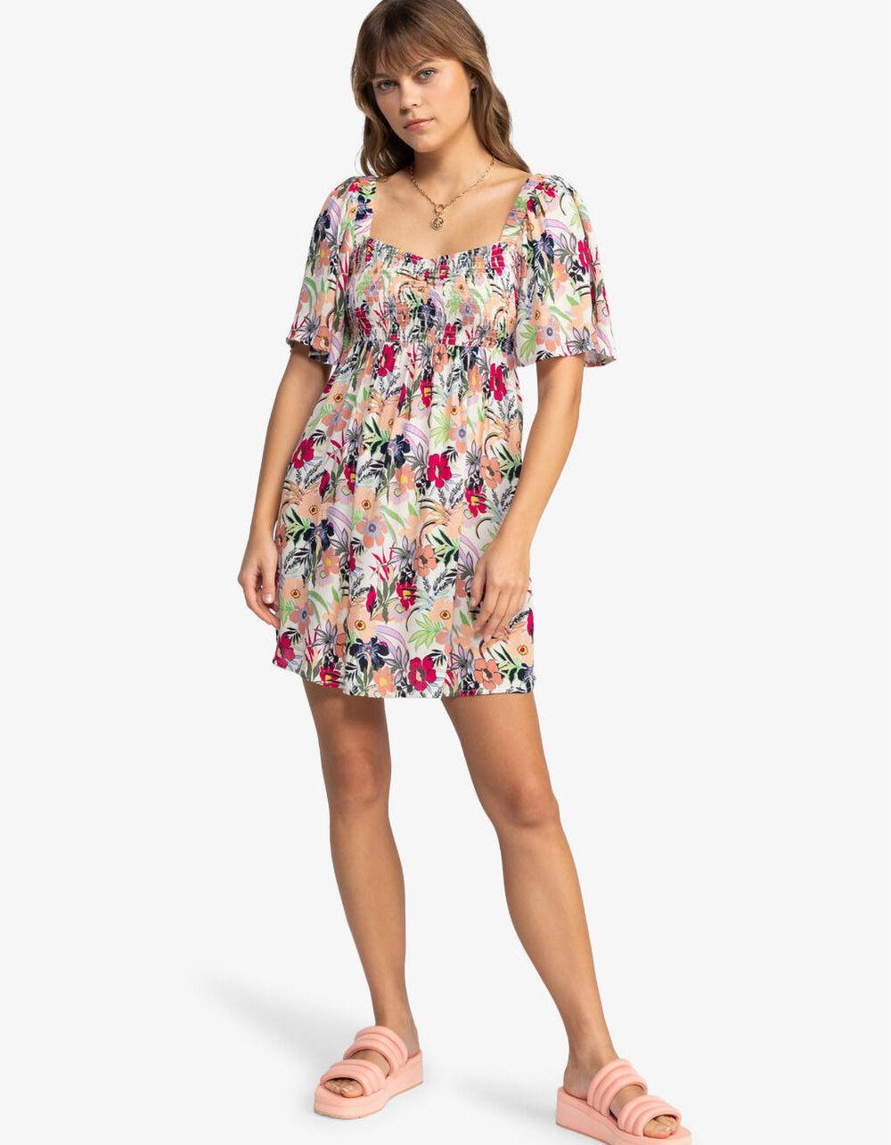 ROXY Golden Dawn Womens Smocked Dress - WHITE COMBO Product Image