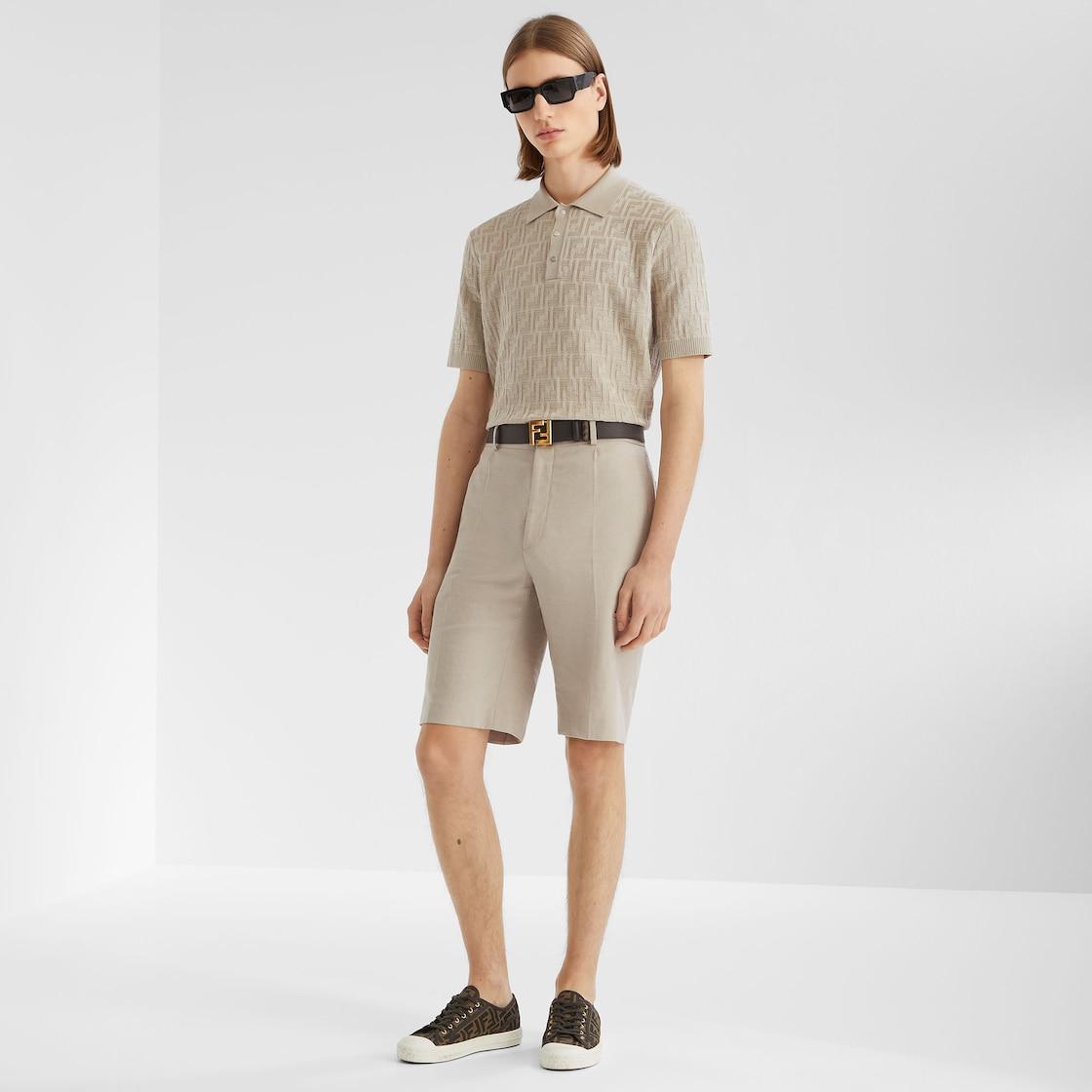 FF Squared BeltBrown leather and FF canvas reversible belt Product Image