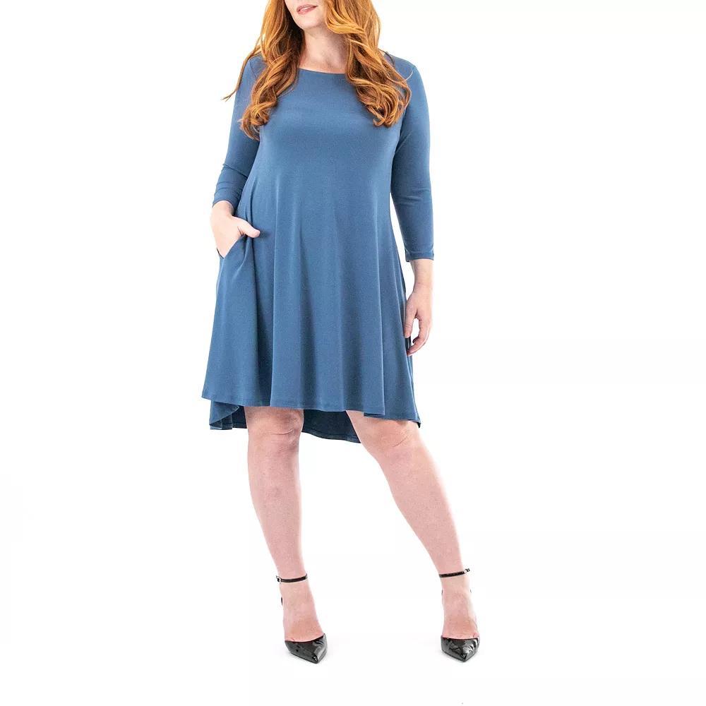 Women's Nina Leonard 3/4 Sleeve High-Low Trapeze Dress, Size: XL, Terracotta Product Image