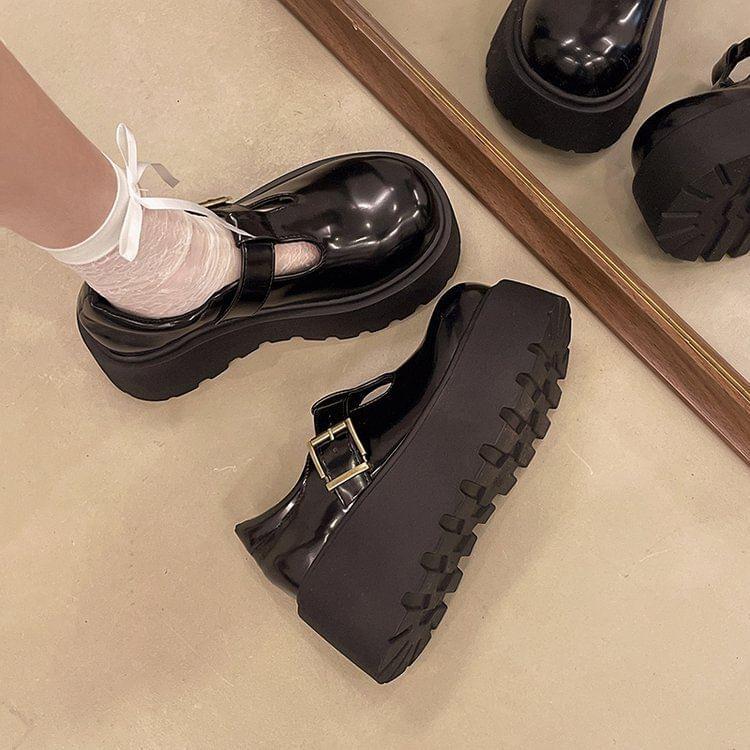 Platform Plain Mary Jane Shoes Product Image