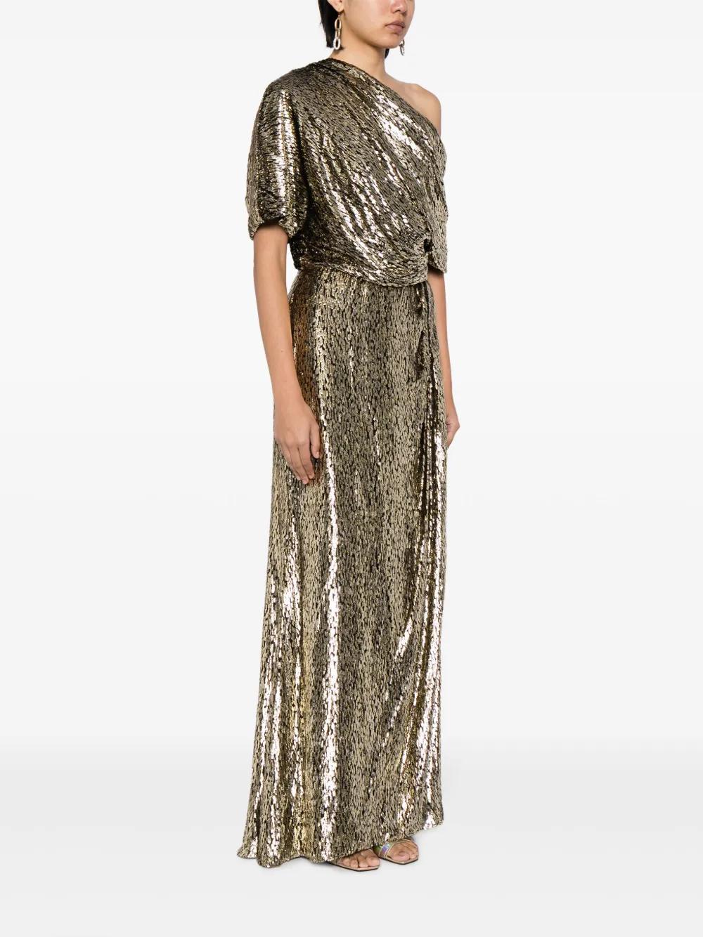 one-shoulder lamé-effect dress Product Image