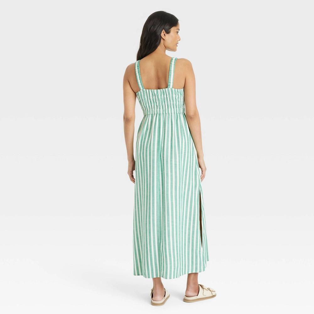 Women's Maxi A-Line Dress - Universal Thread™ Green Striped M Product Image