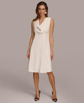 Donna Karan Womens Cowlneck A-Line Dress Product Image