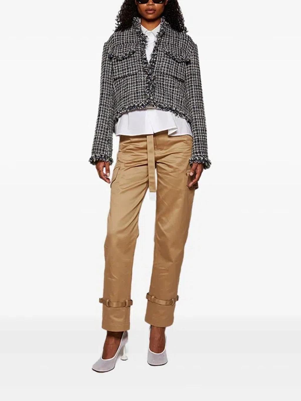 SACAI Tweed Padded Jacket In White Product Image
