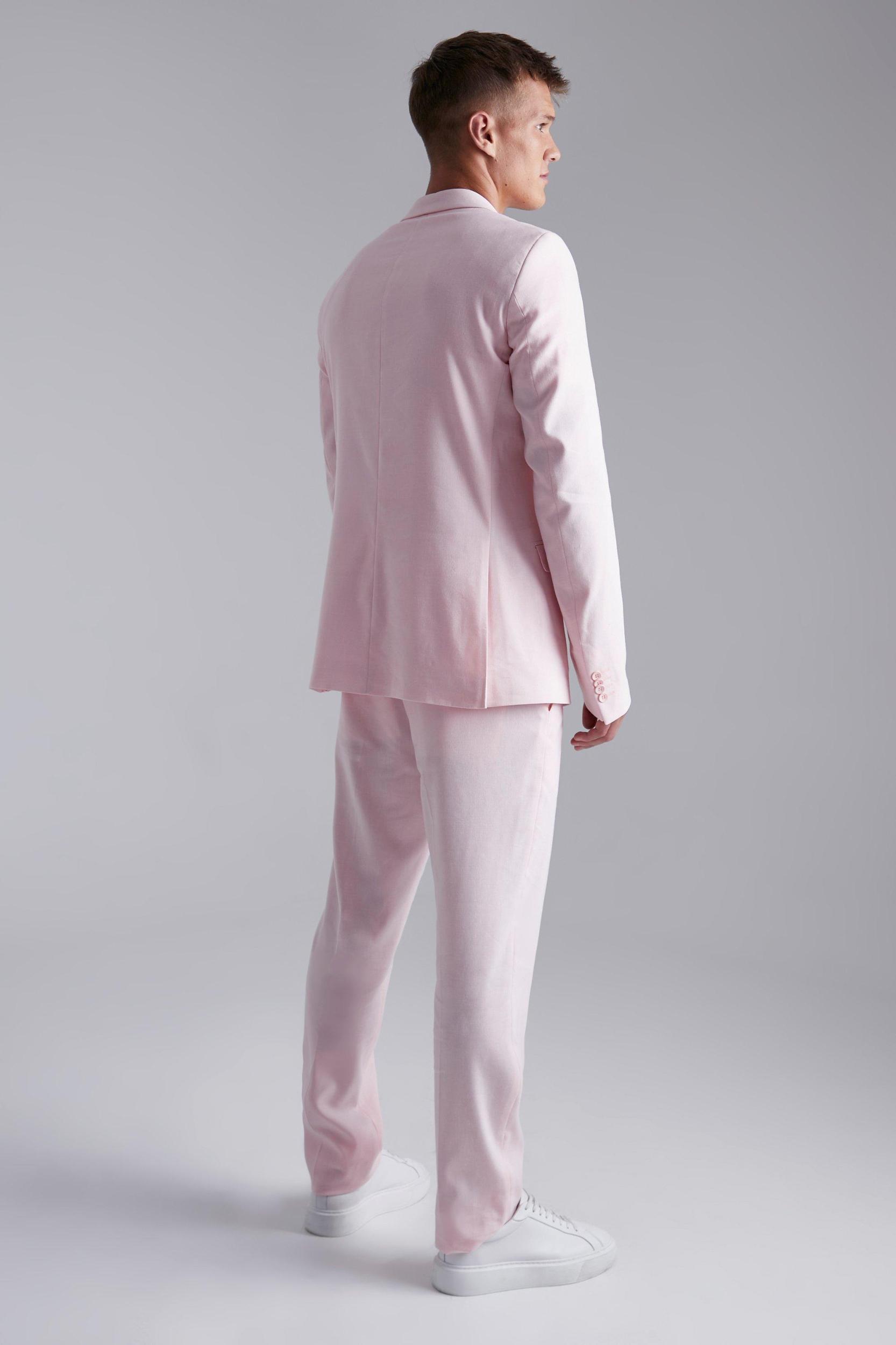 Tall Single Breasted Slim Linen Suit Jacket | boohooMAN USA Product Image