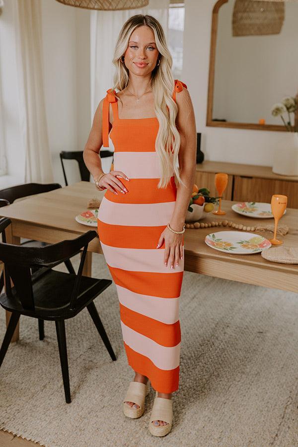 Sunkist Moment Knit Maxi Dress in Orange Product Image