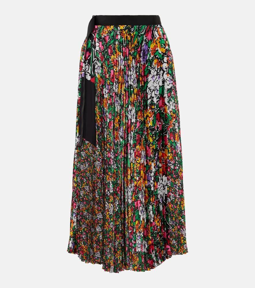 SACAI Floral-print Pleated Midi Skirt With Belt In Neutral Product Image