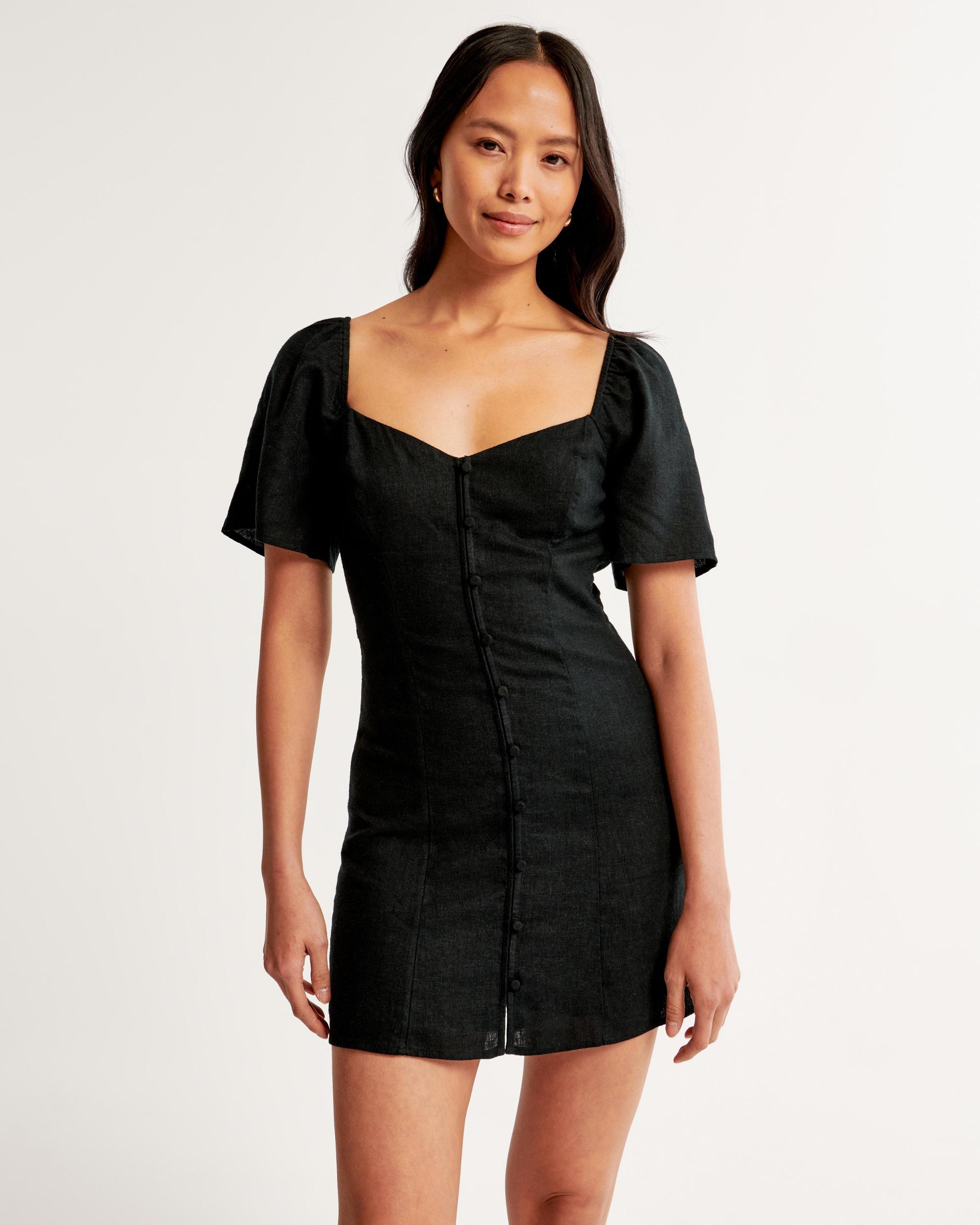 Linen-Blend Button-Through Mini Dress Product Image