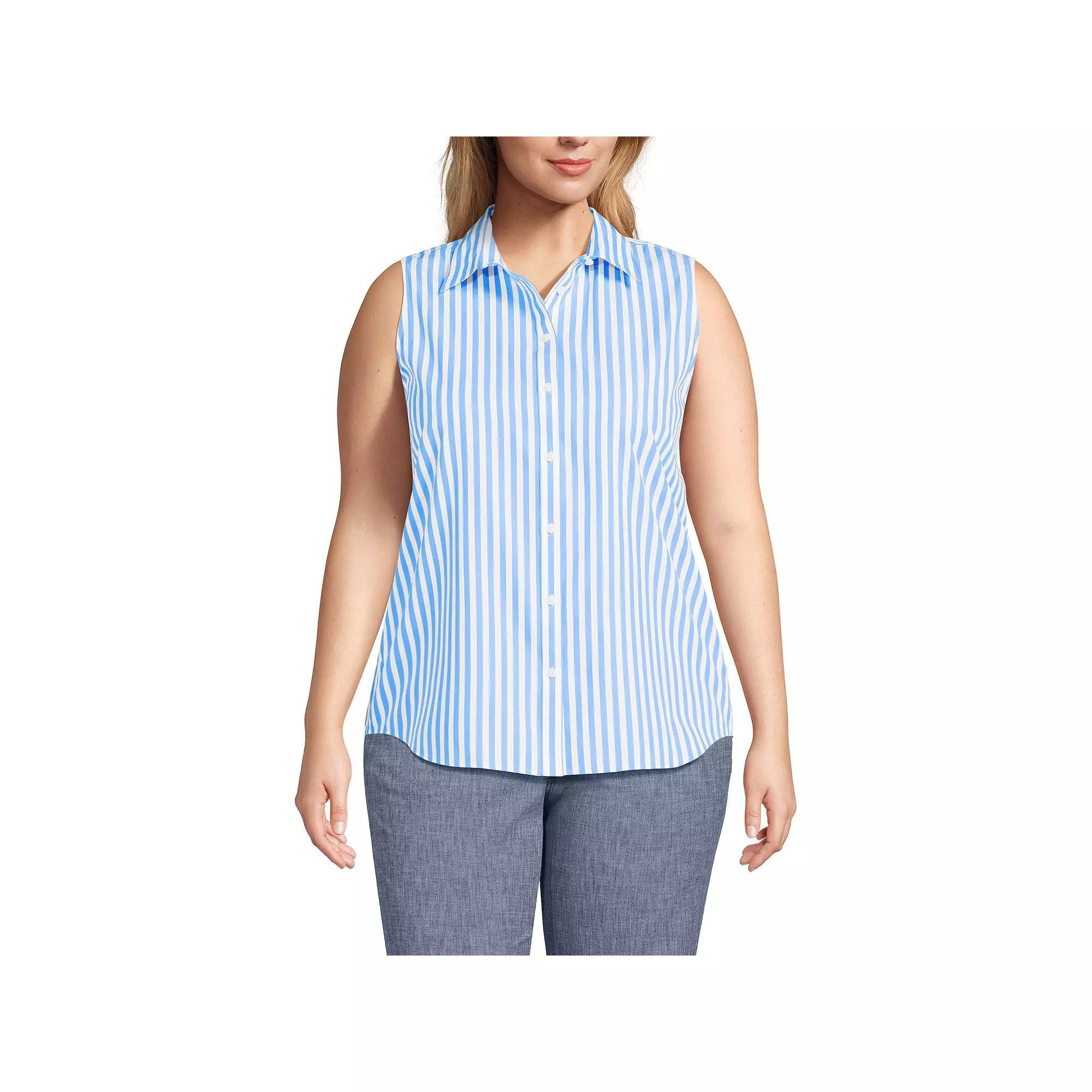 Plus Size Lands End Wrinkle Free No Iron Sleeveless Shirt, Womens Product Image
