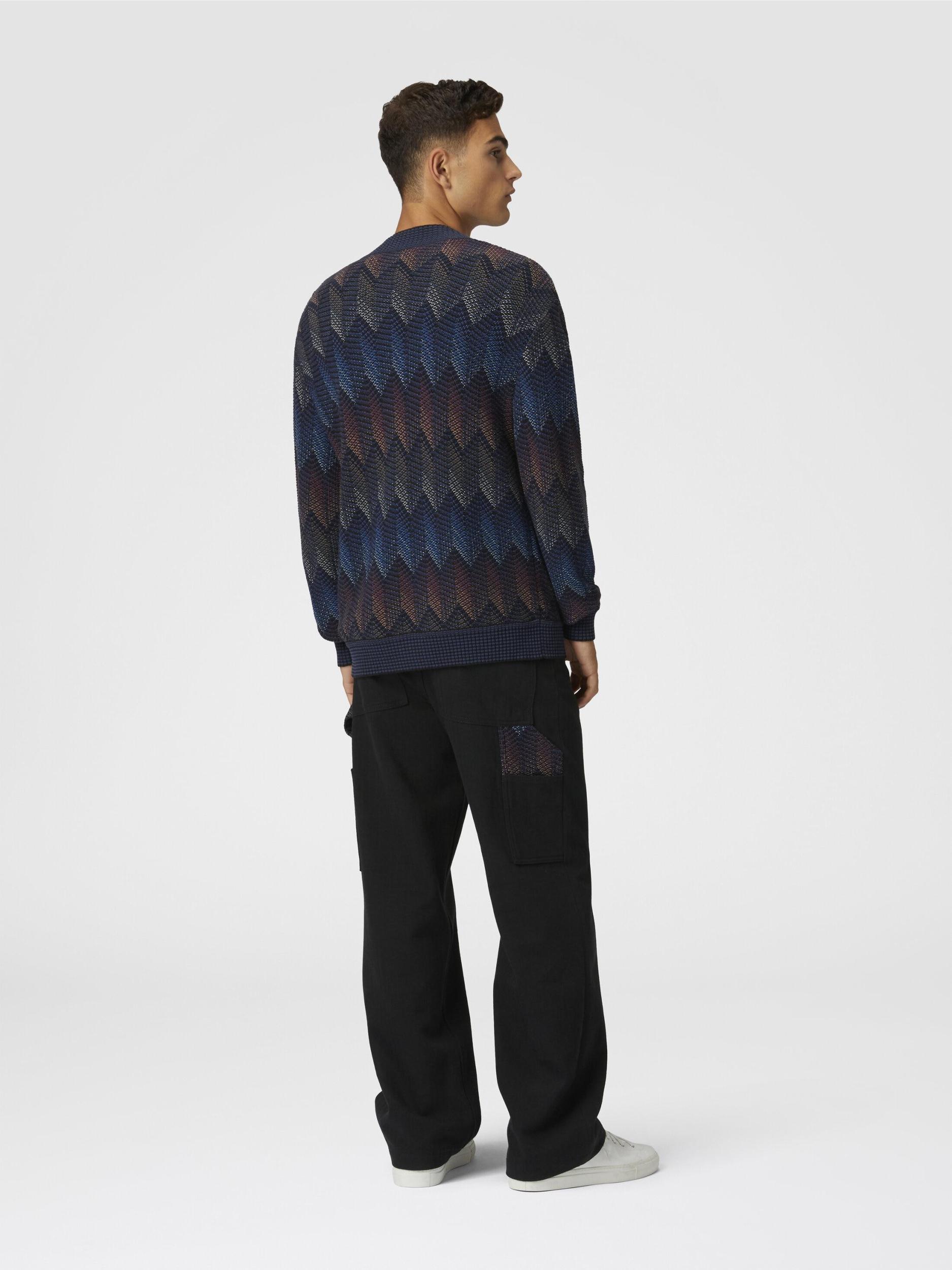 Gradient chevron cotton blend cardigan with pockets Product Image