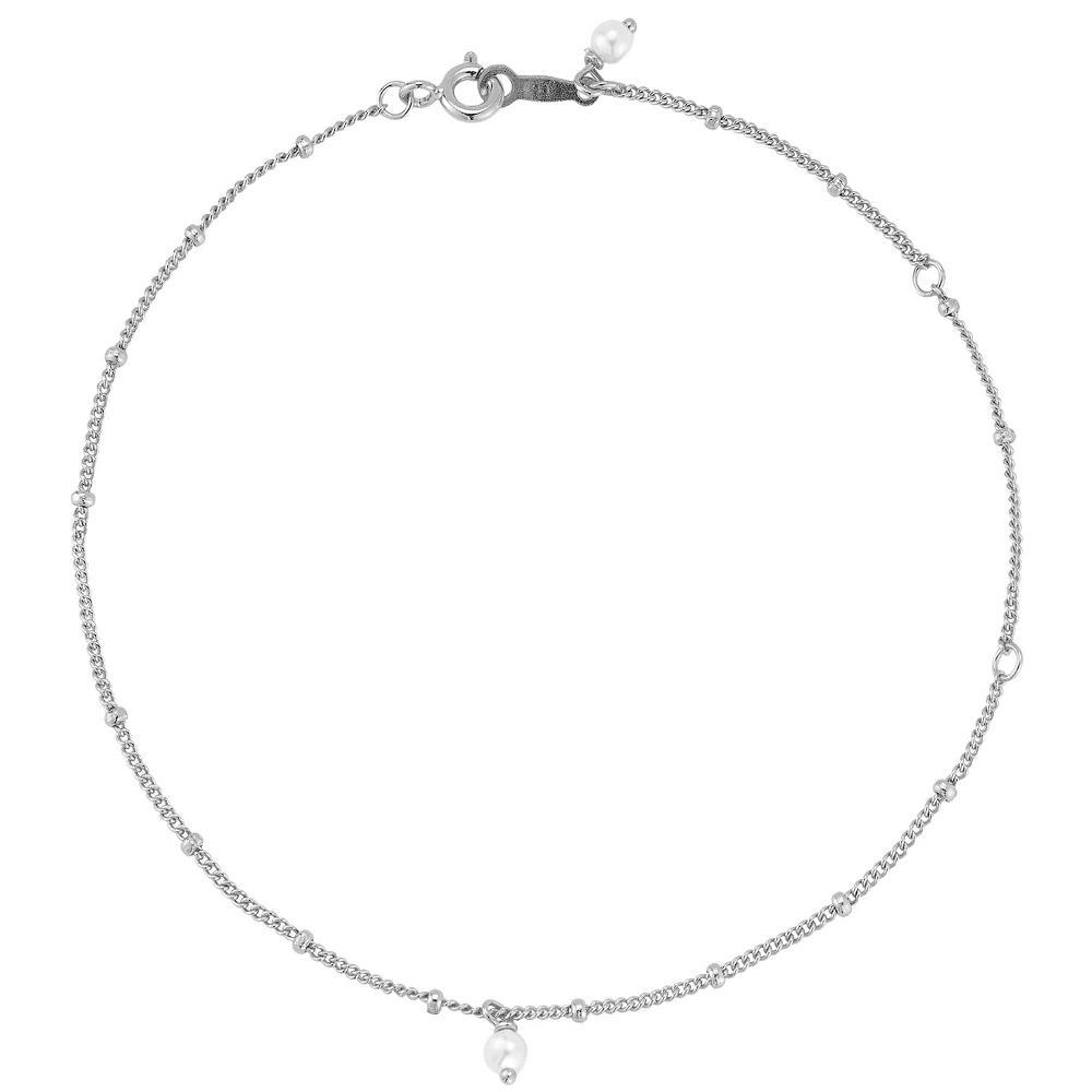 Sunkissed Sterling Freshwater Cultured Pearl Anklet, Women's, Size: 8", Silver Tone Product Image